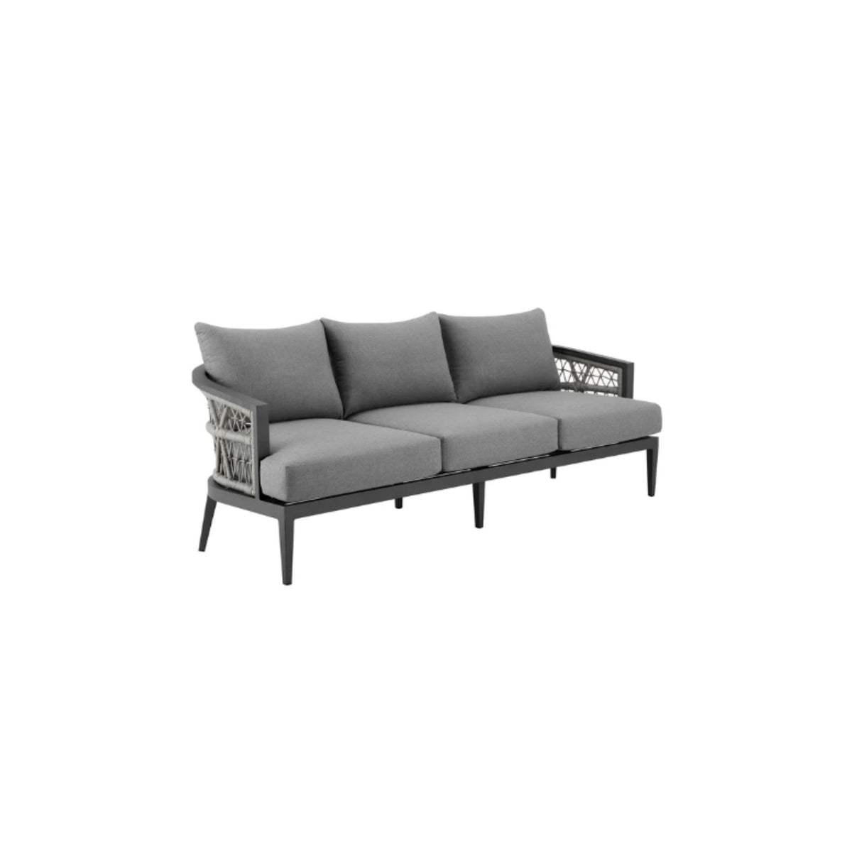 83"L ALUMINUM GREY ROPE OUTDOOR SOFA B
