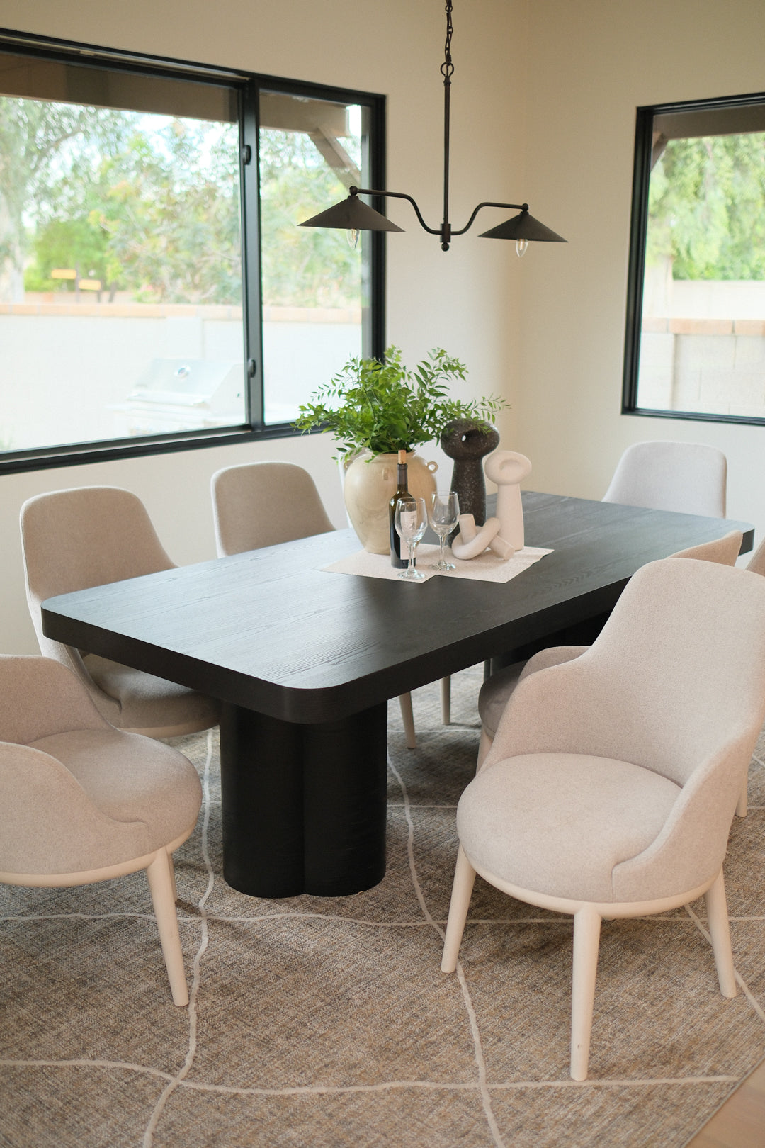 90"L BLACK ASH DINING TABLE