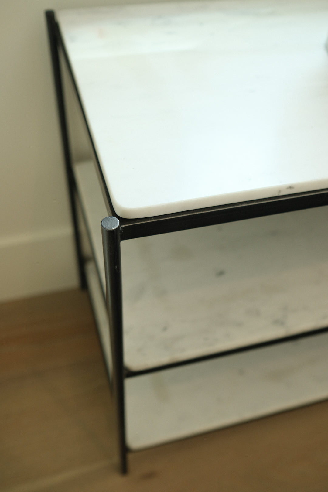 33"L WHITE MARBLE TOP NIGHTSTAND A