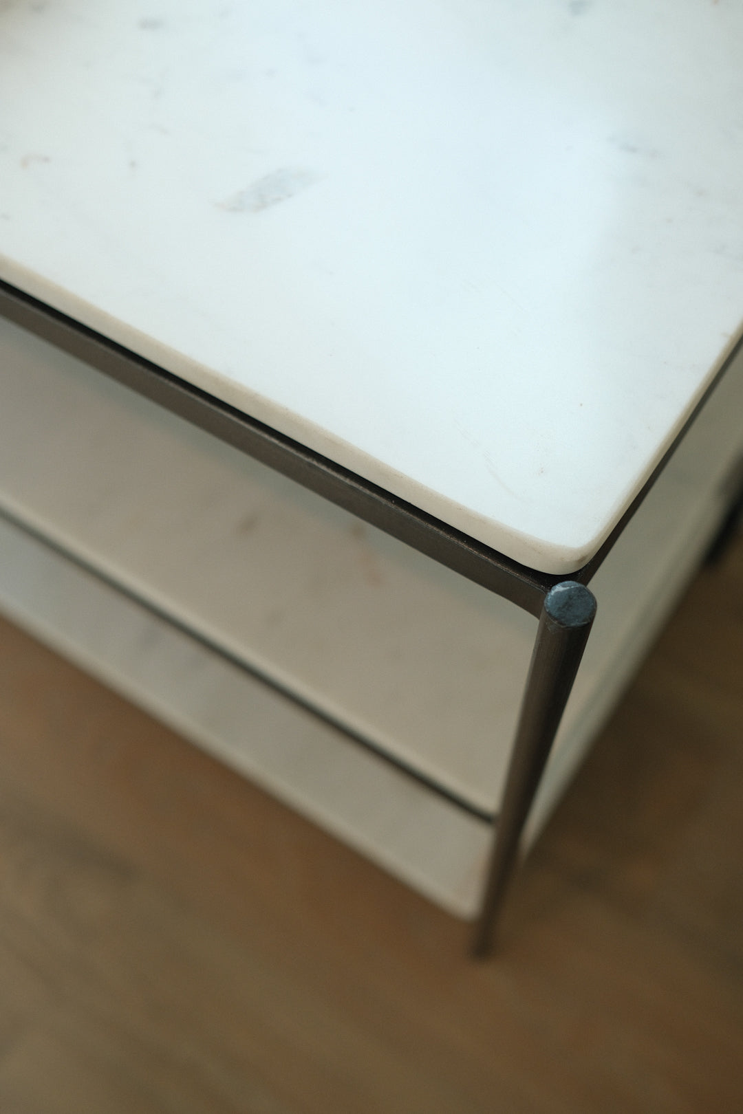 33"L WHITE MARBLE TOP NIGHTSTAND B