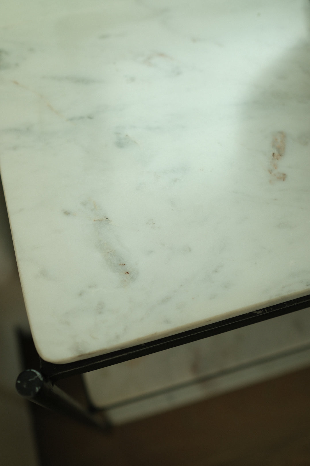 33"L WHITE MARBLE TOP NIGHTSTAND B