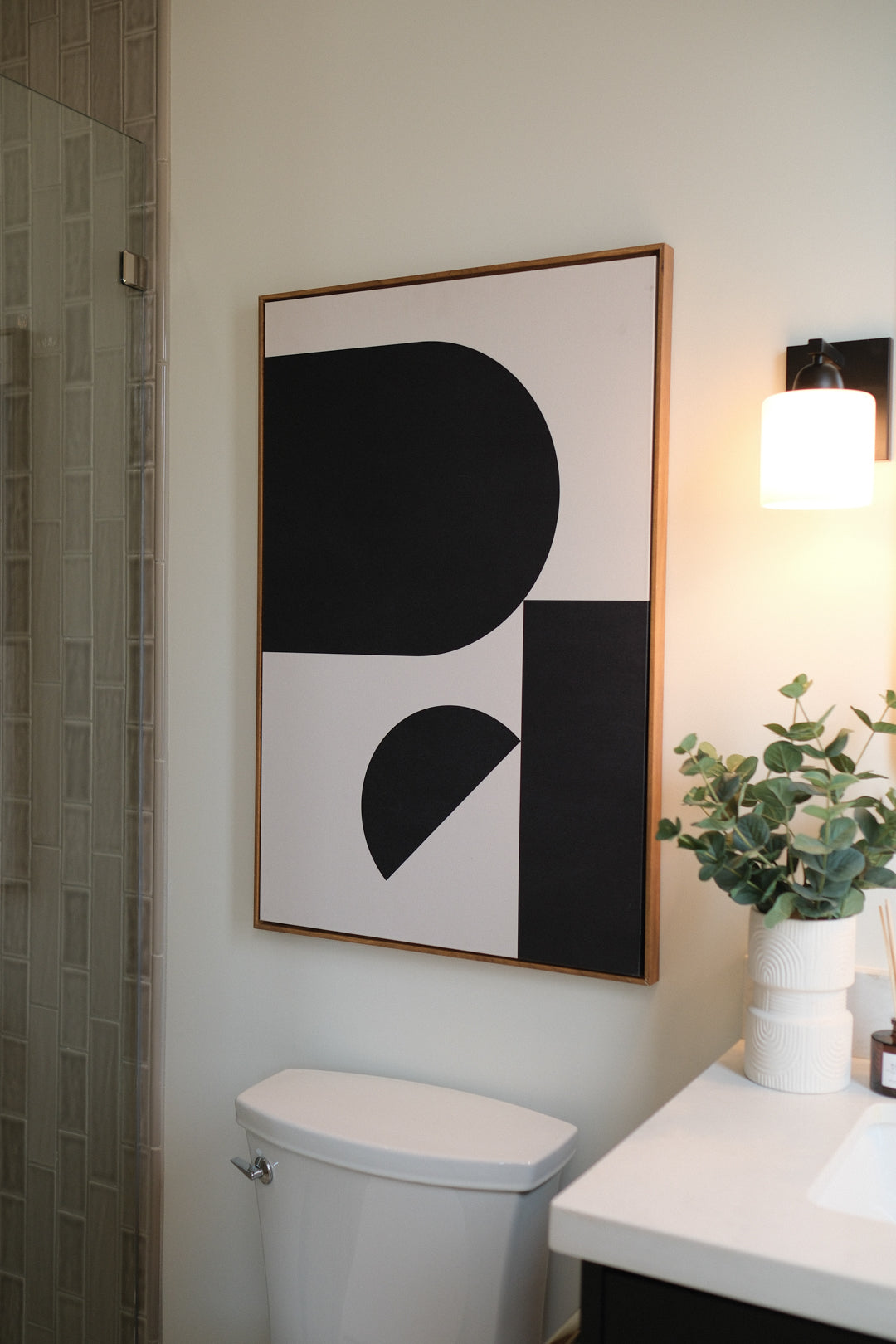 BLACK HALF-CIRCLE CANVAS 24X36