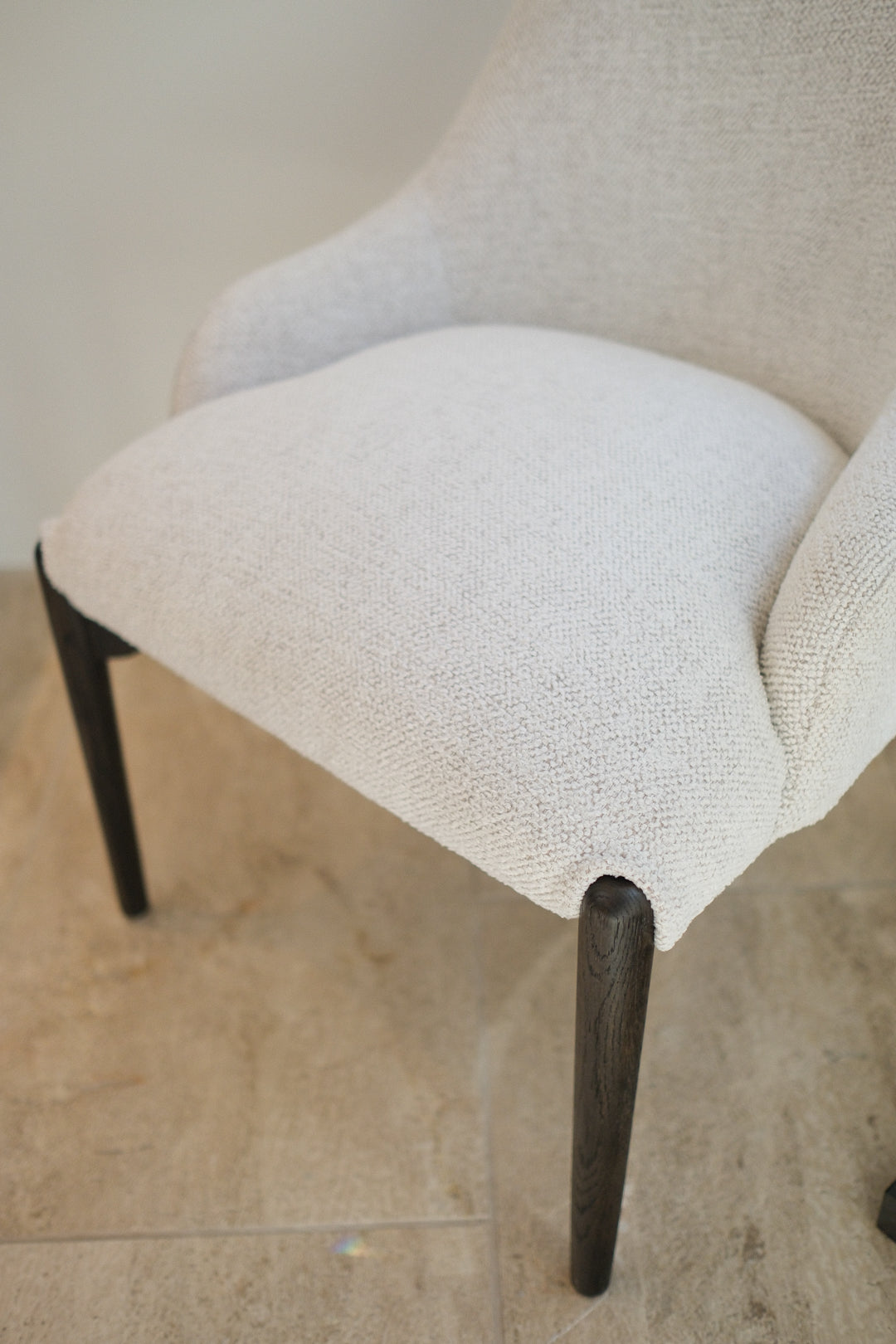 CHENILLE CREAM DINING CHAIR