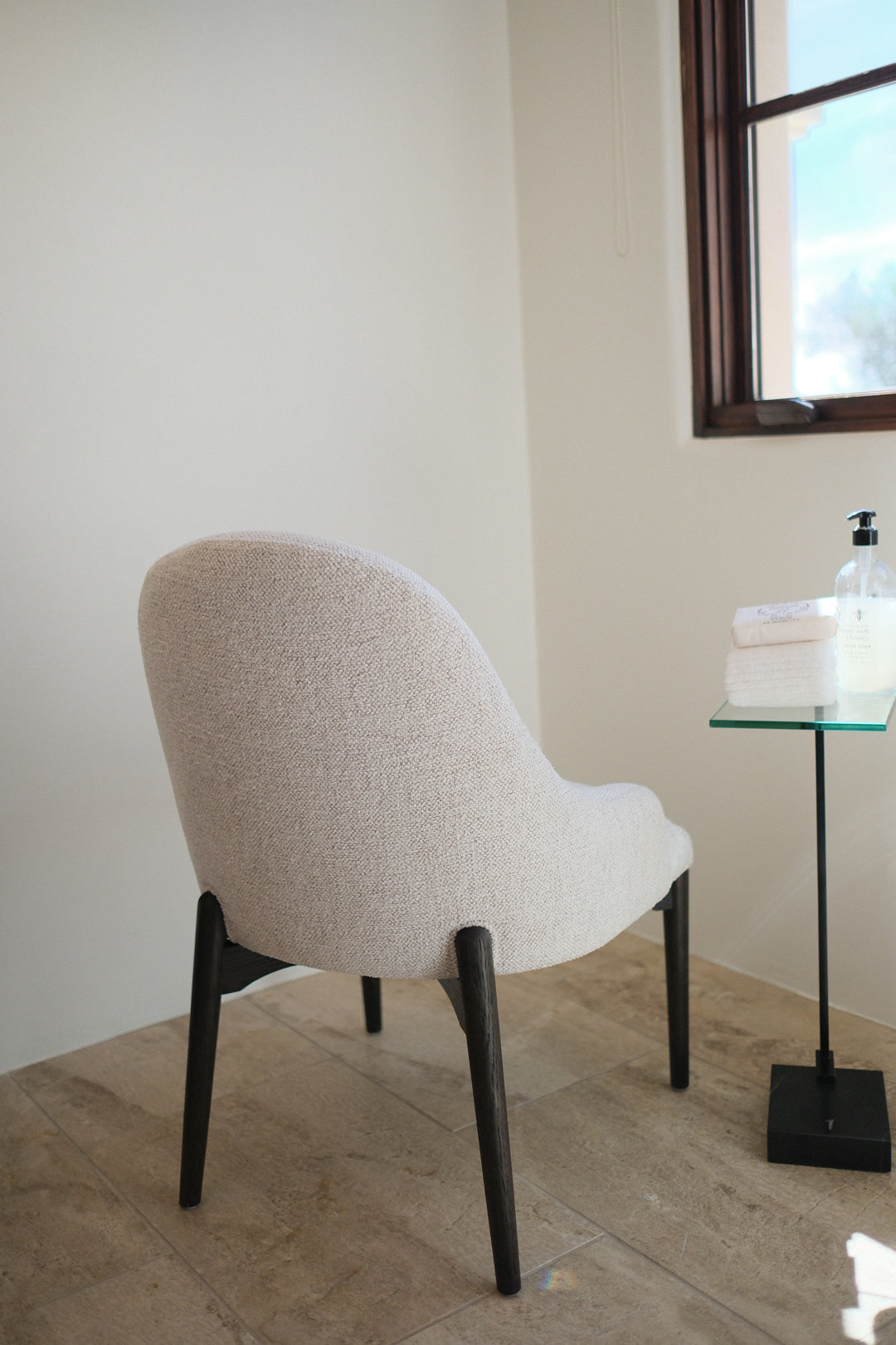 CHENILLE CREAM DINING CHAIR