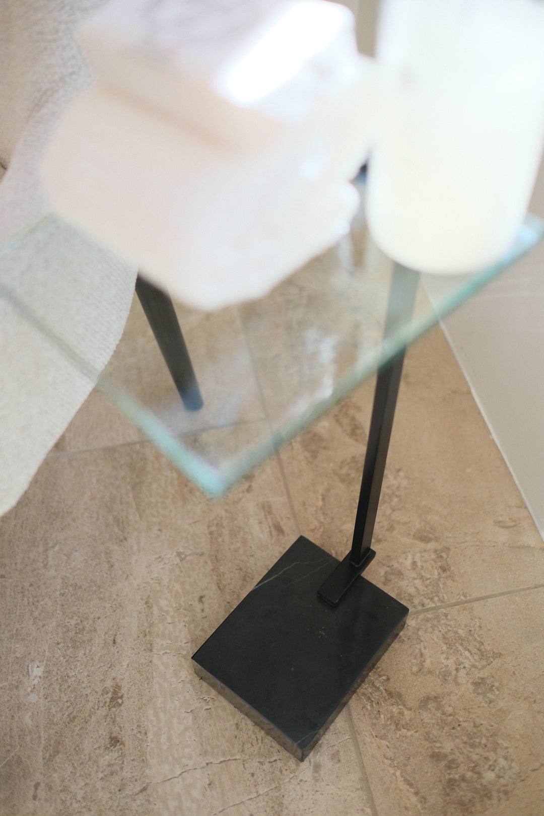 11"L GLASS ACCENT TABLE
