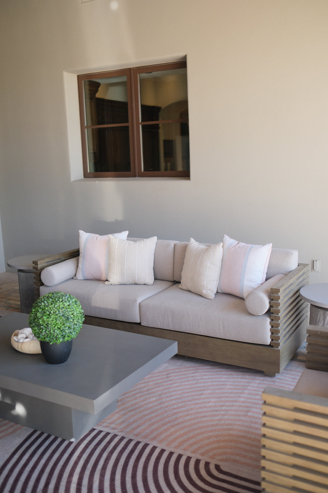 83"L EUCALYPTUS WOOD PATIO SOFA