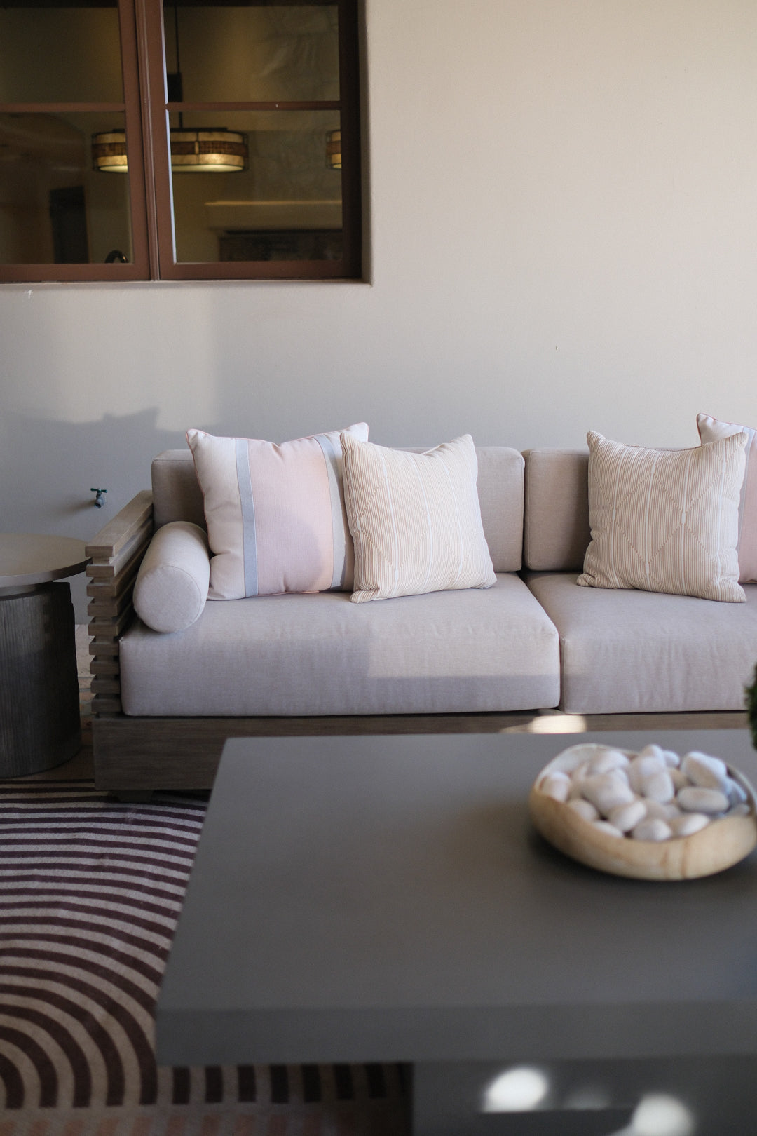 83"L EUCALYPTUS WOOD PATIO SOFA
