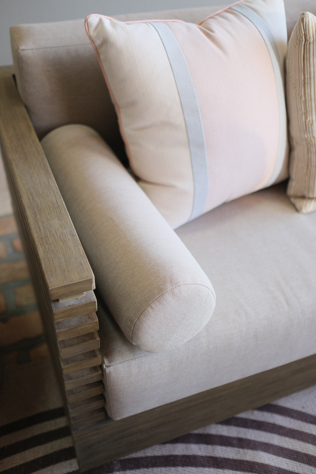 83"L EUCALYPTUS WOOD PATIO SOFA