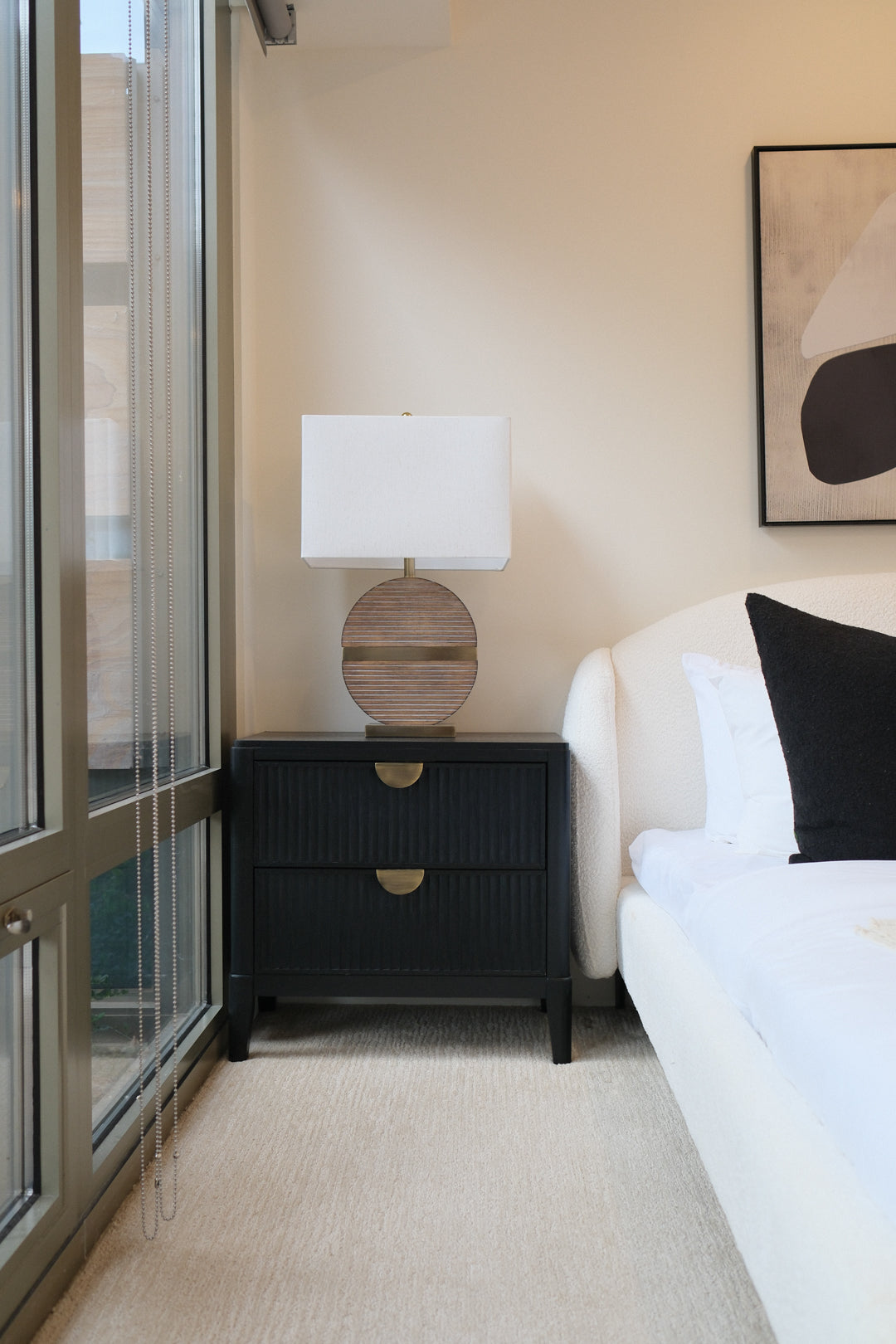 28"L BLACK RIBBED NIGHTSTAND A