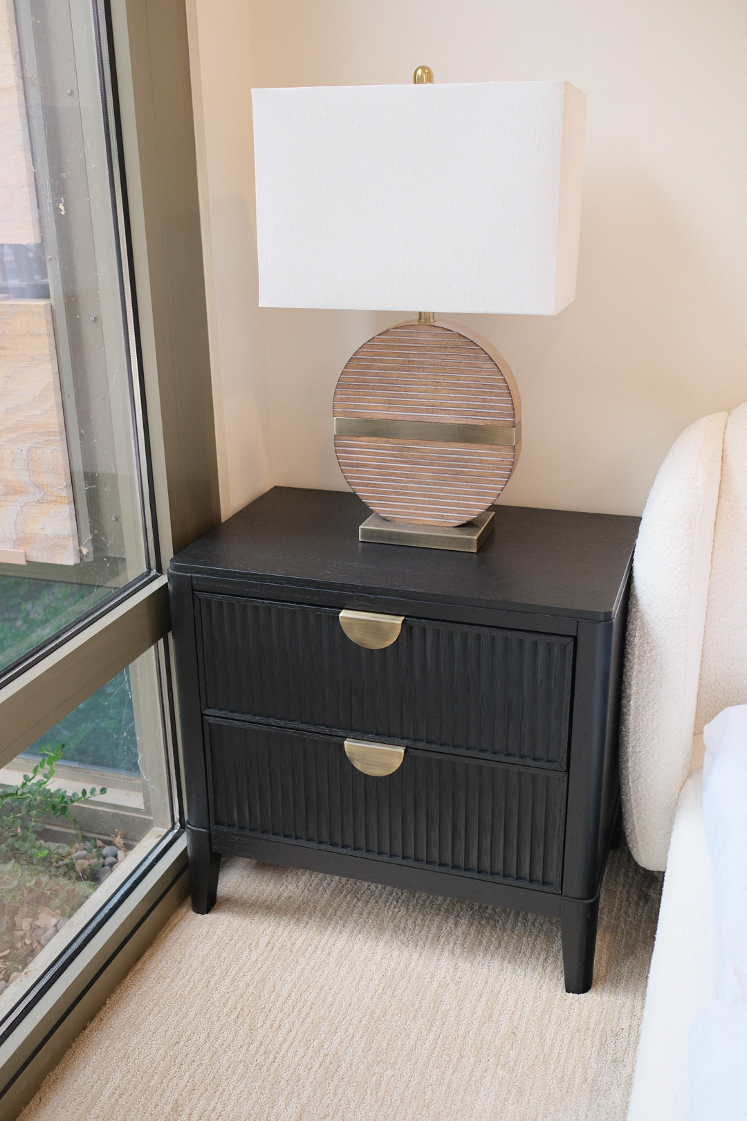 28"L BLACK RIBBED NIGHTSTAND A