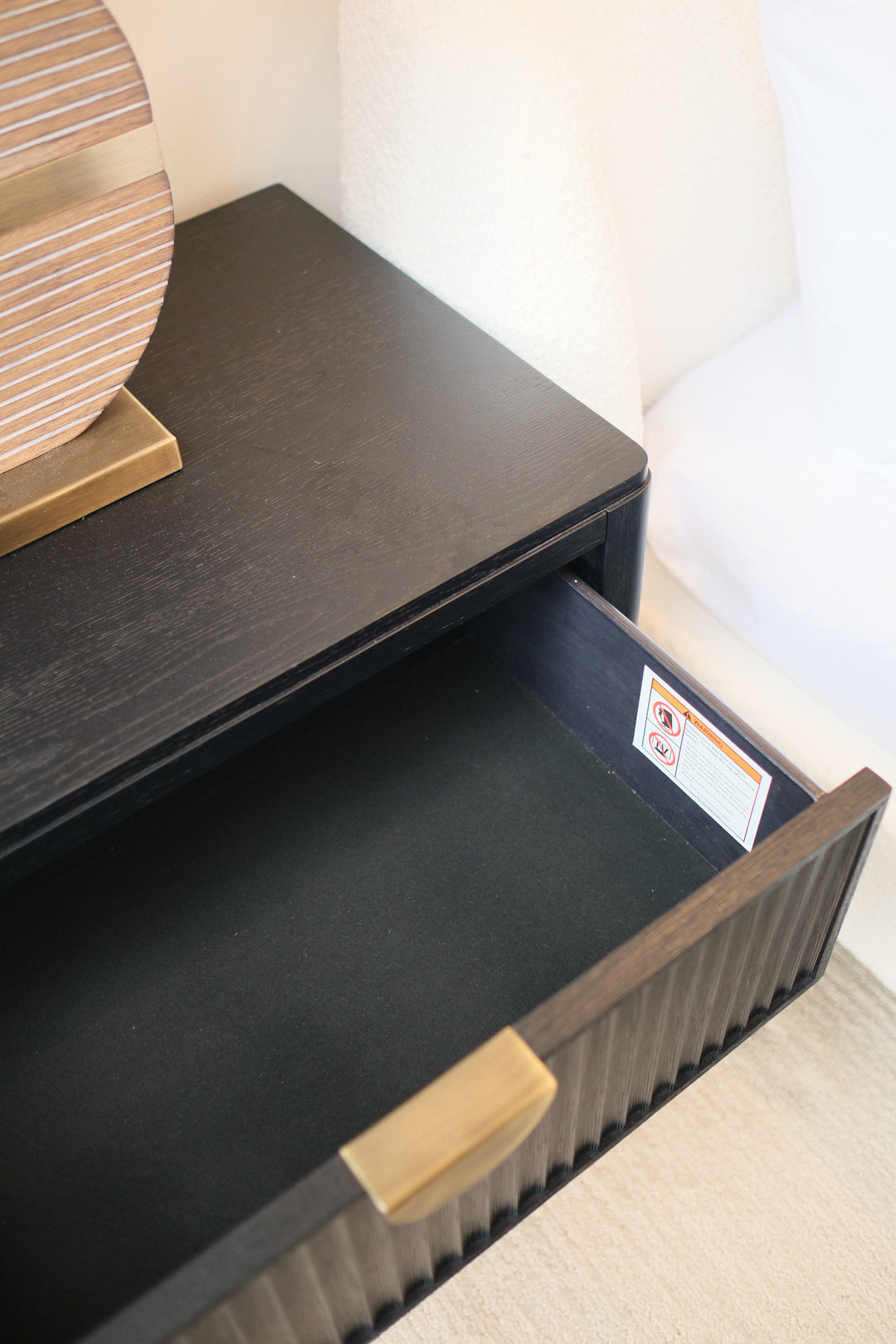 28"L BLACK RIBBED NIGHTSTAND A