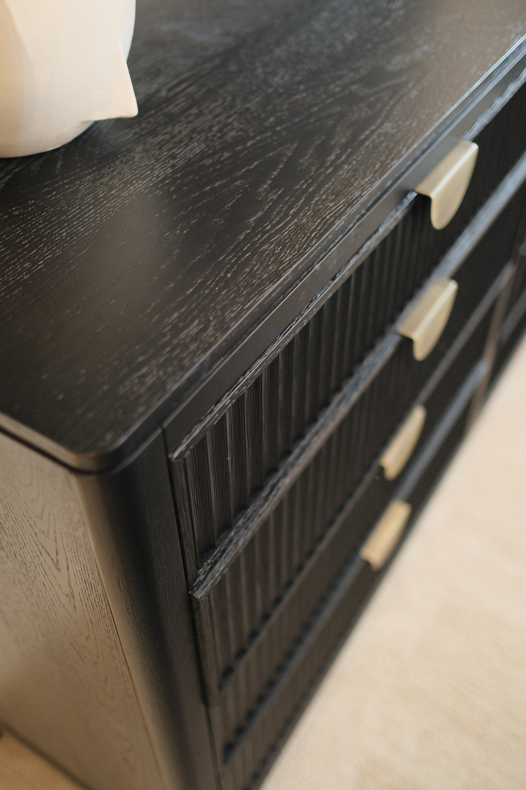 66"L BLACK RIBBED DRESSER