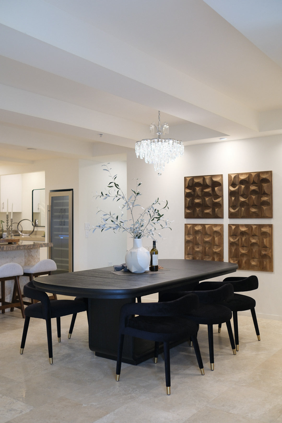 77.75-95.75IN BLACK DINING TABLE