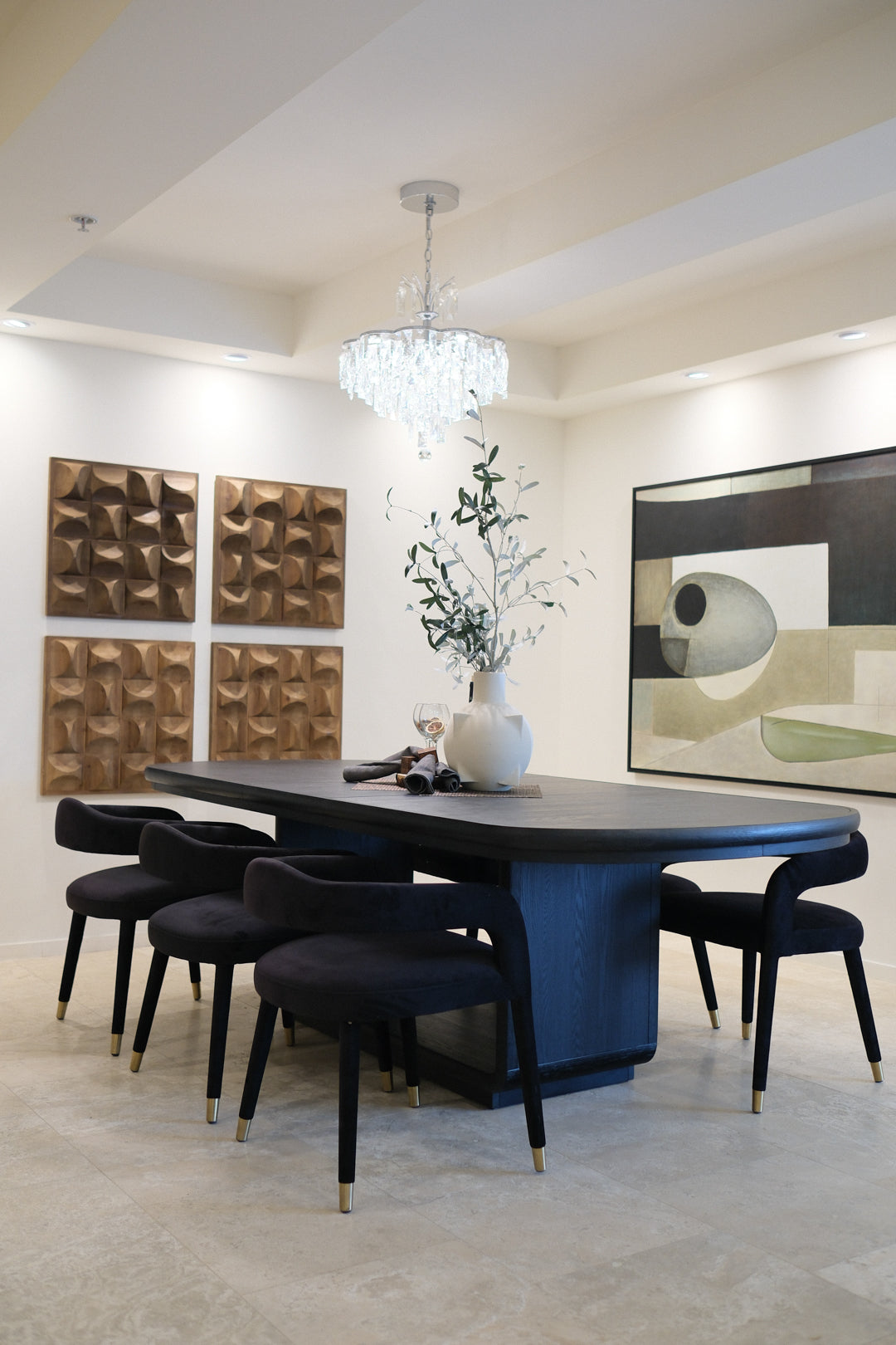 77.75-95.75IN BLACK DINING TABLE