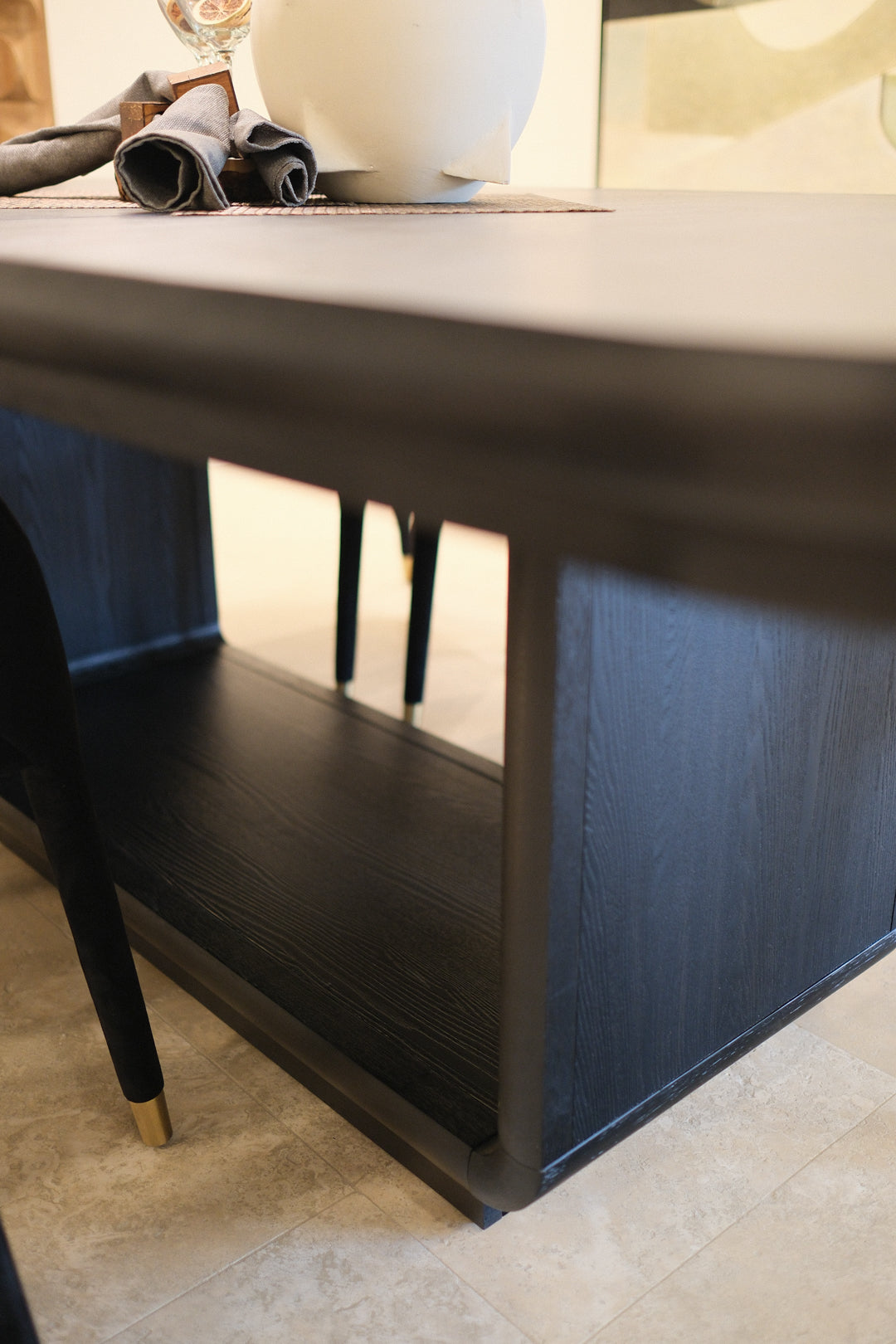 77.75-95.75IN BLACK DINING TABLE