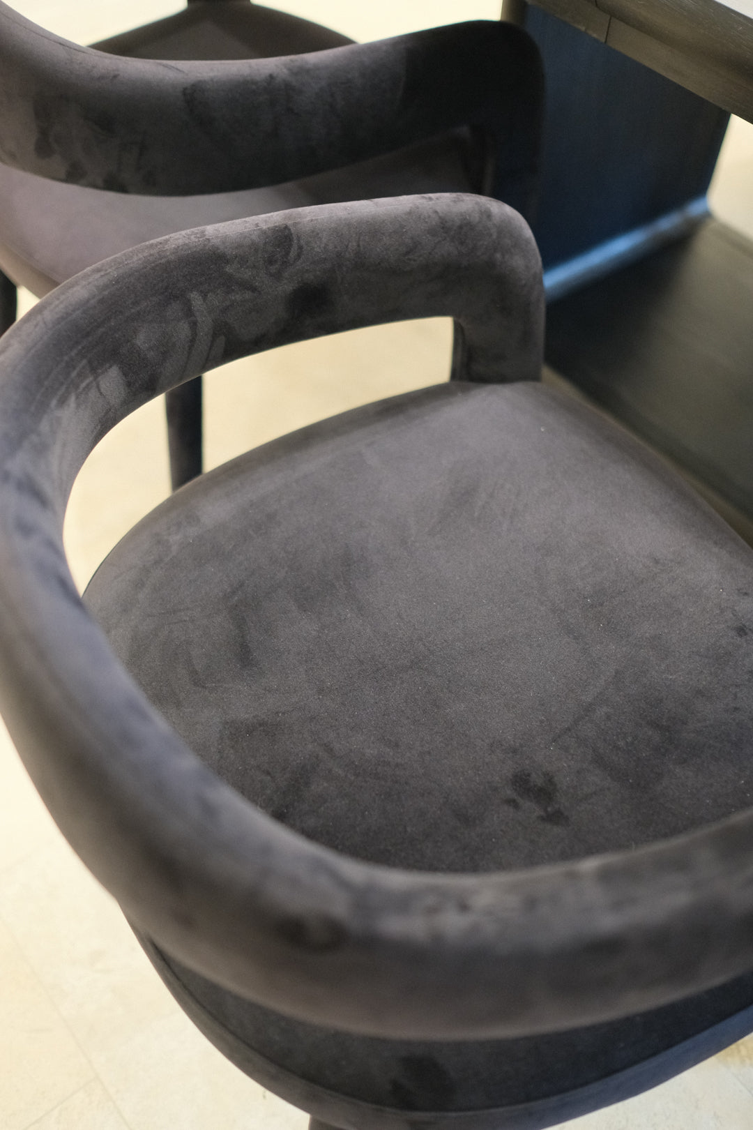 BLACK VELVET DINING CHAIR SET OF 6