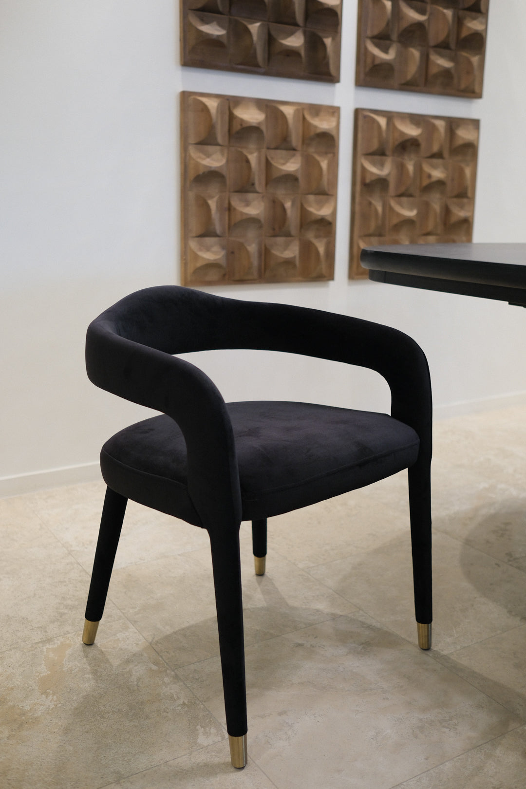 BLACK VELVET DINING CHAIR SET OF 6