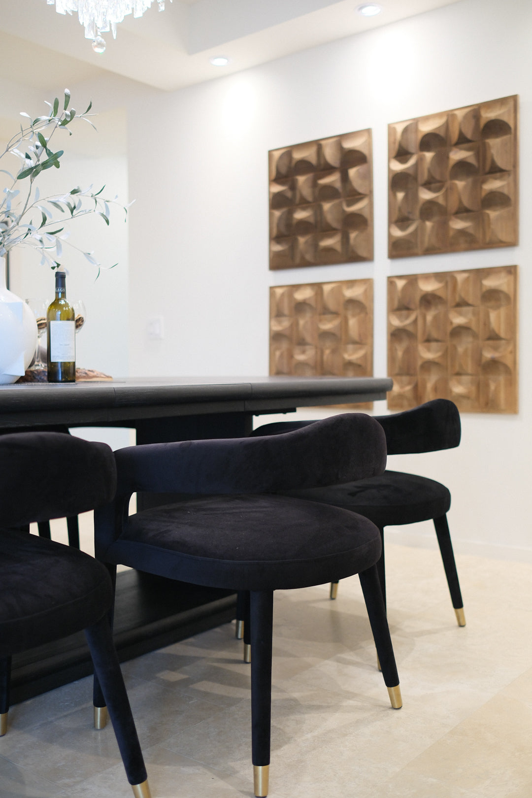 BLACK VELVET DINING CHAIR SET OF 6