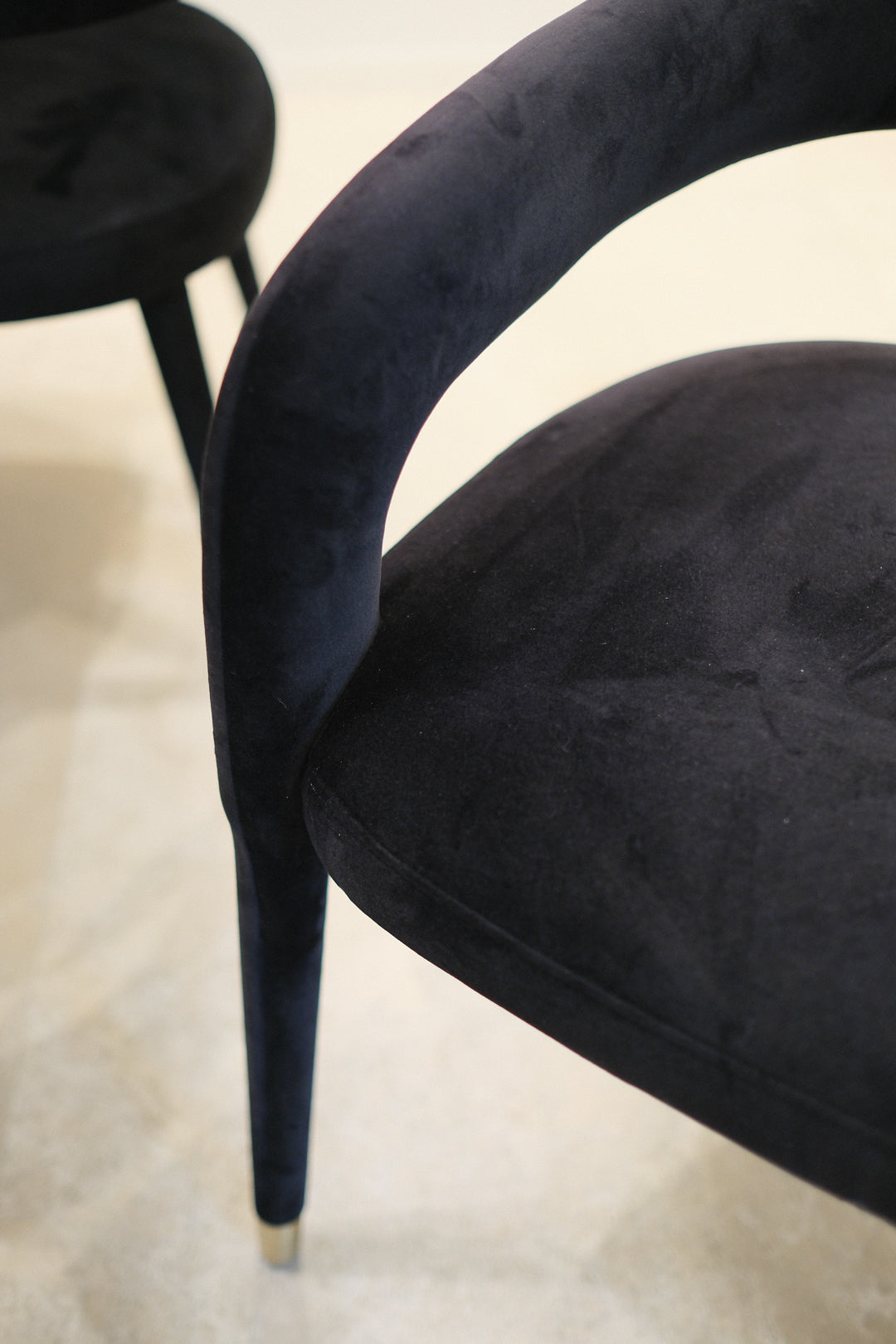 BLACK VELVET DINING CHAIR SET OF 6