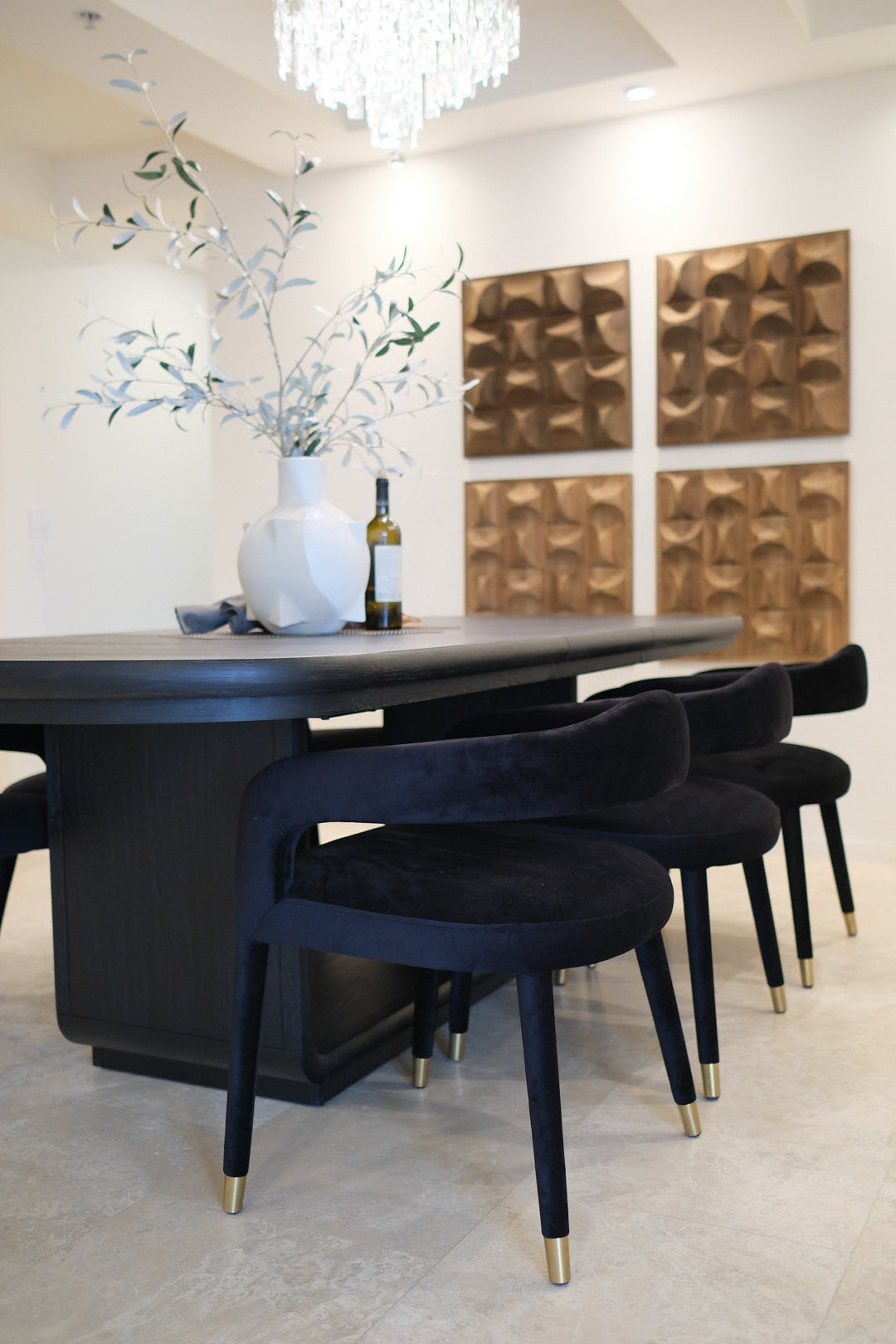 BLACK VELVET DINING CHAIR SET OF 6