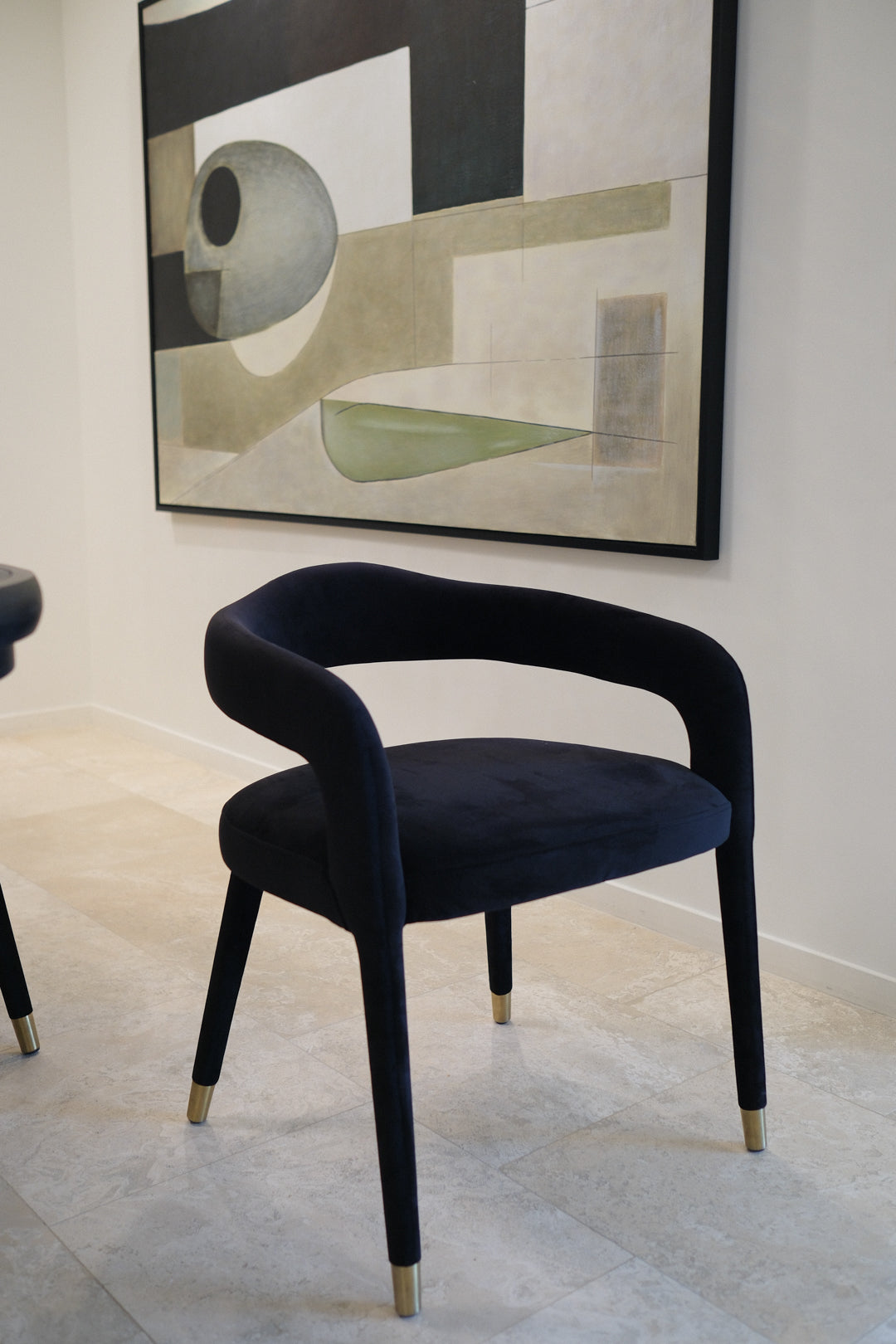 BLACK VELVET DINING CHAIR SET OF 6