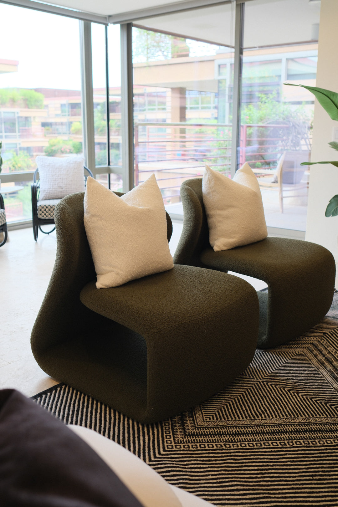 GREEN BOUCLE LOUNGE CHAIR A