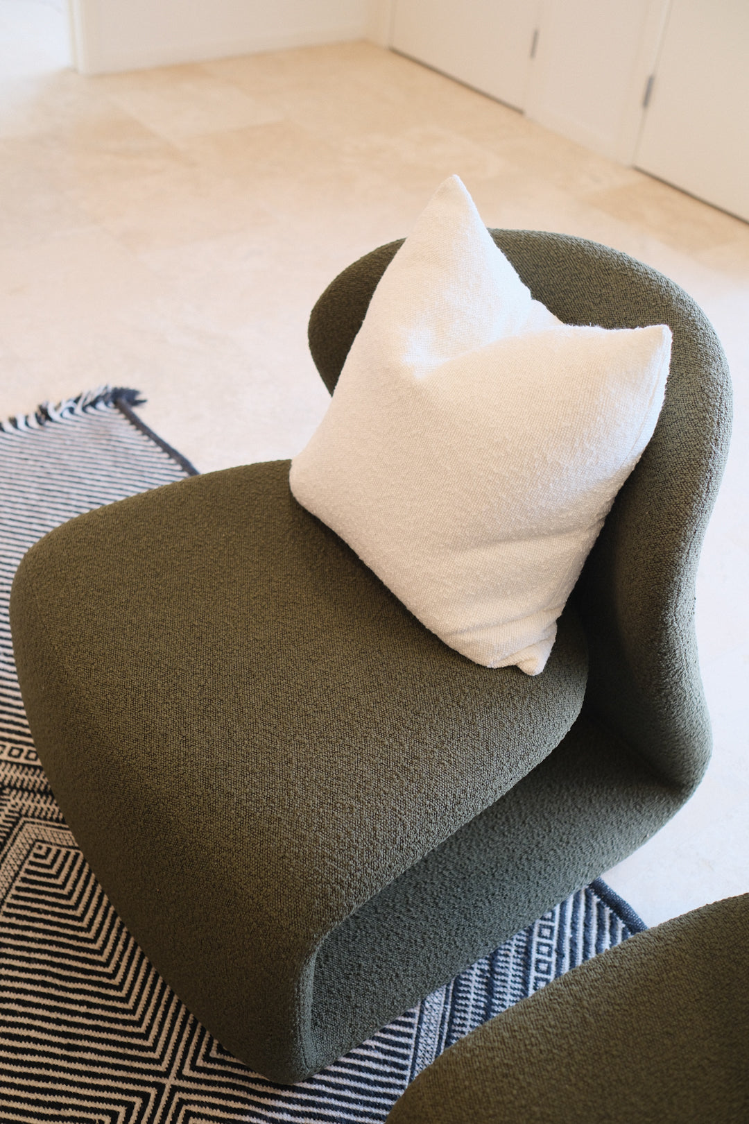GREEN BOUCLE LOUNGE CHAIR A