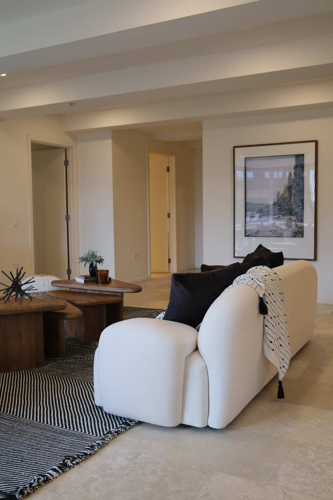 100"L CREAM VELVET SOFA WL