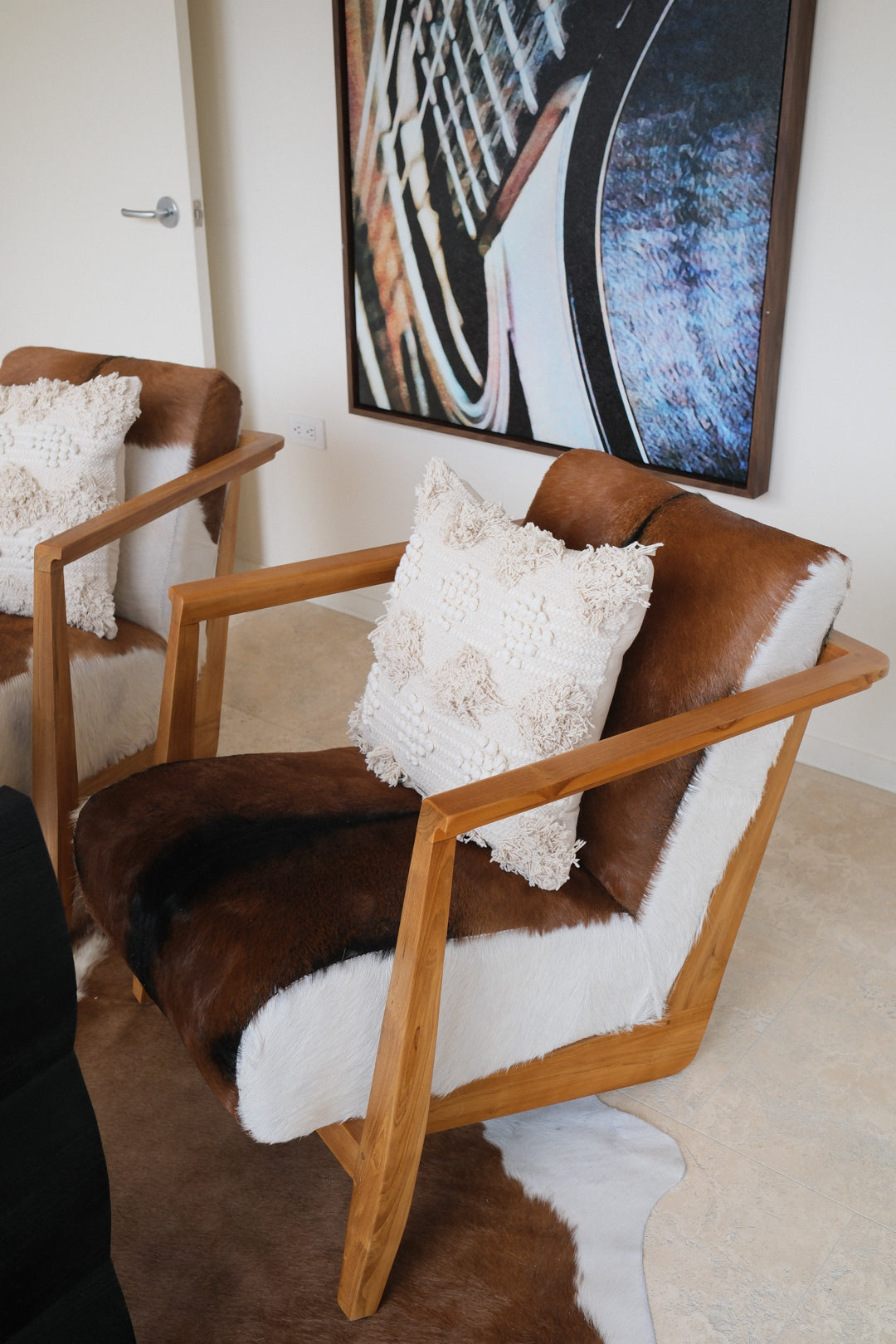 GOAT HIDE &amp; WOOD ACCENT CHAIR B
