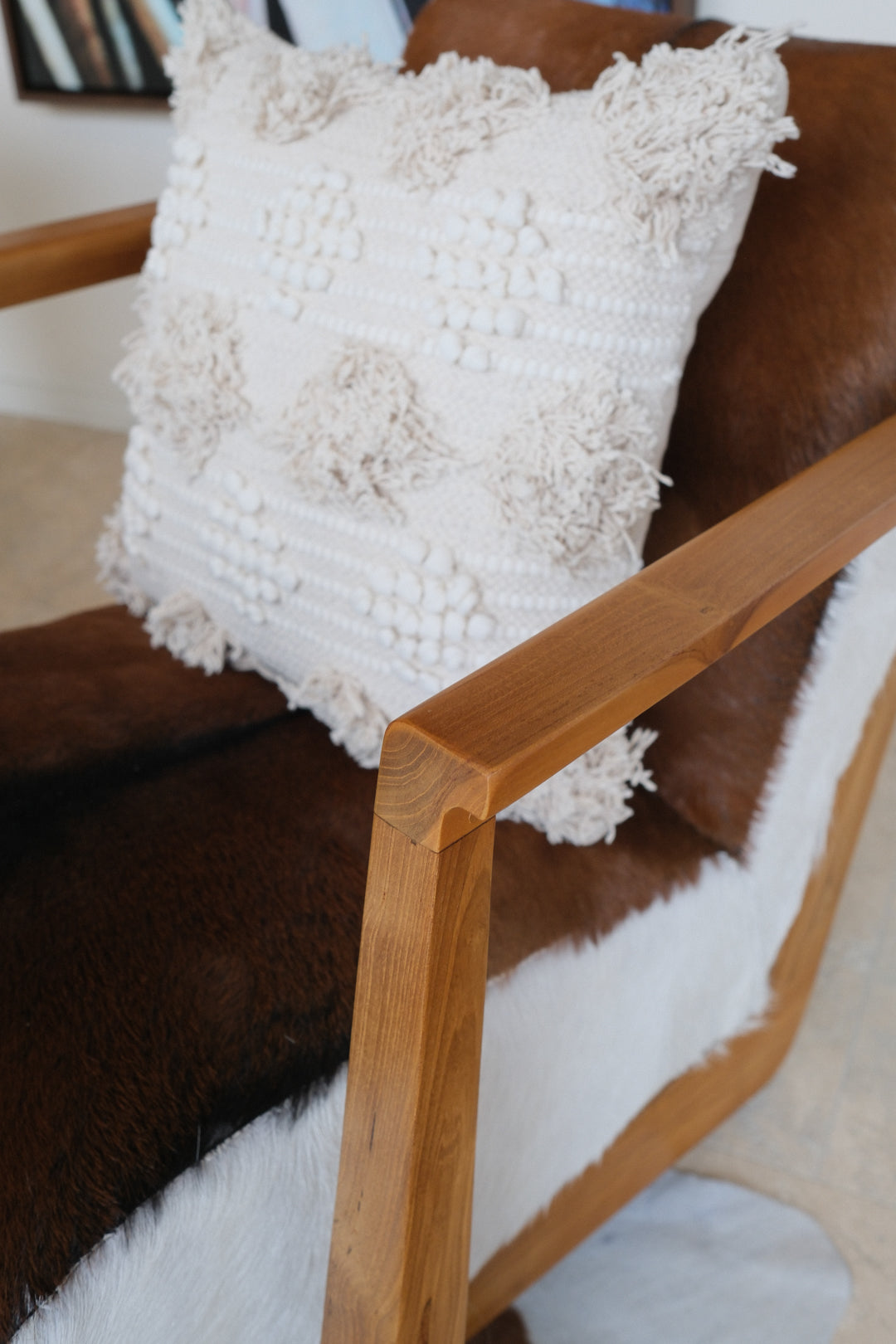 GOAT HIDE &amp; WOOD ACCENT CHAIR B
