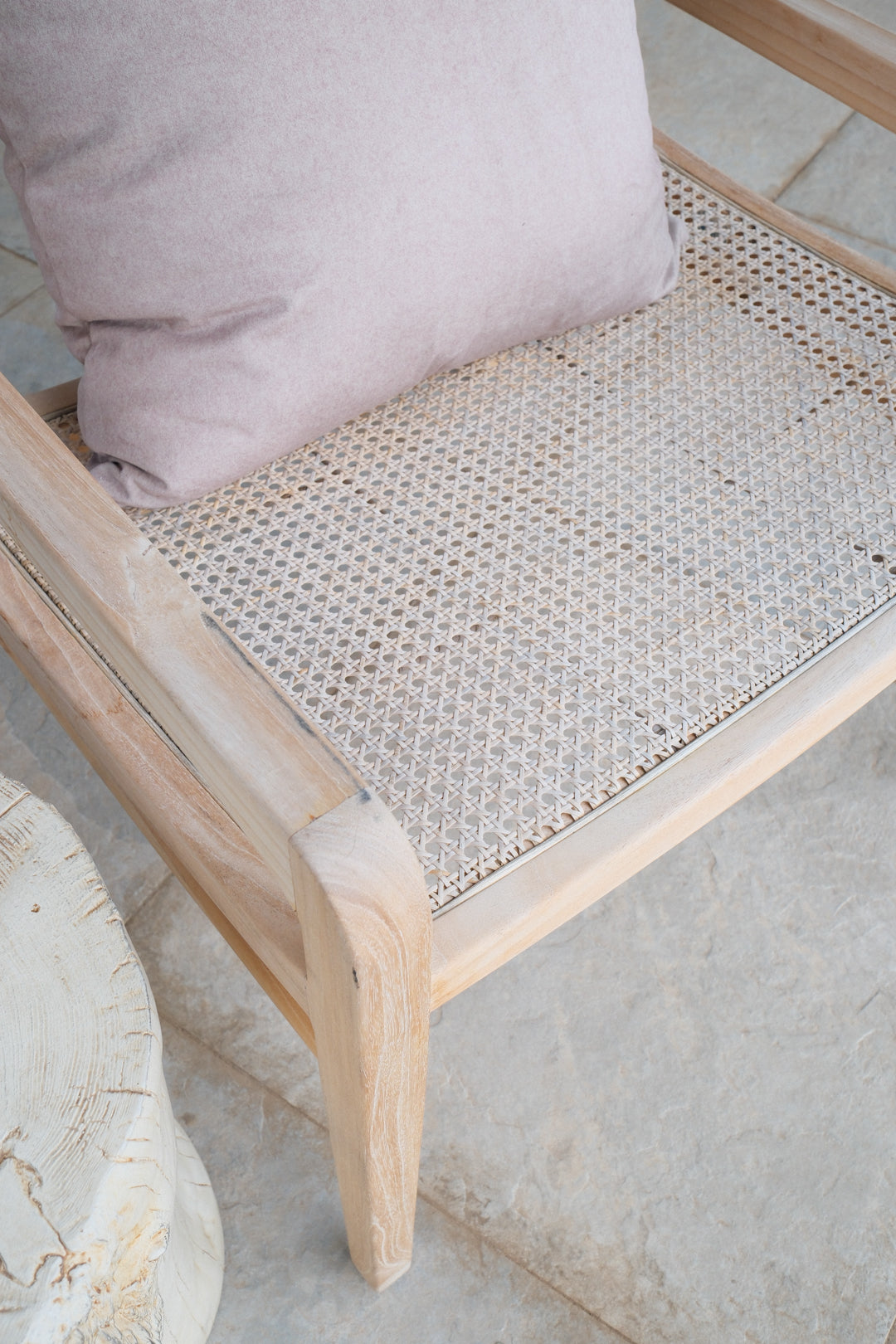 TEAKWOOD &amp; WOVEN RATTAN CHAIR B