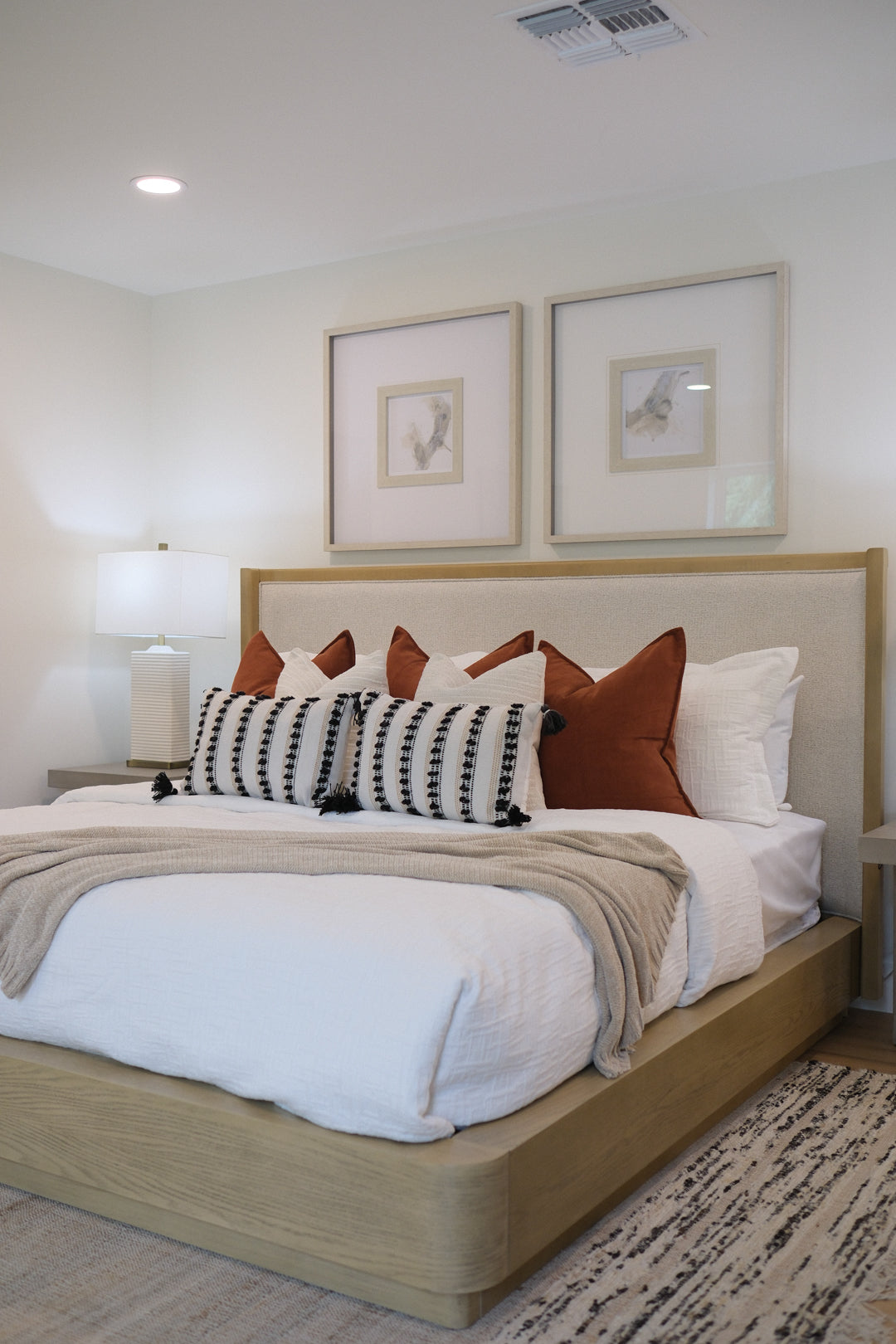52"H BEIGE OAK KING BED