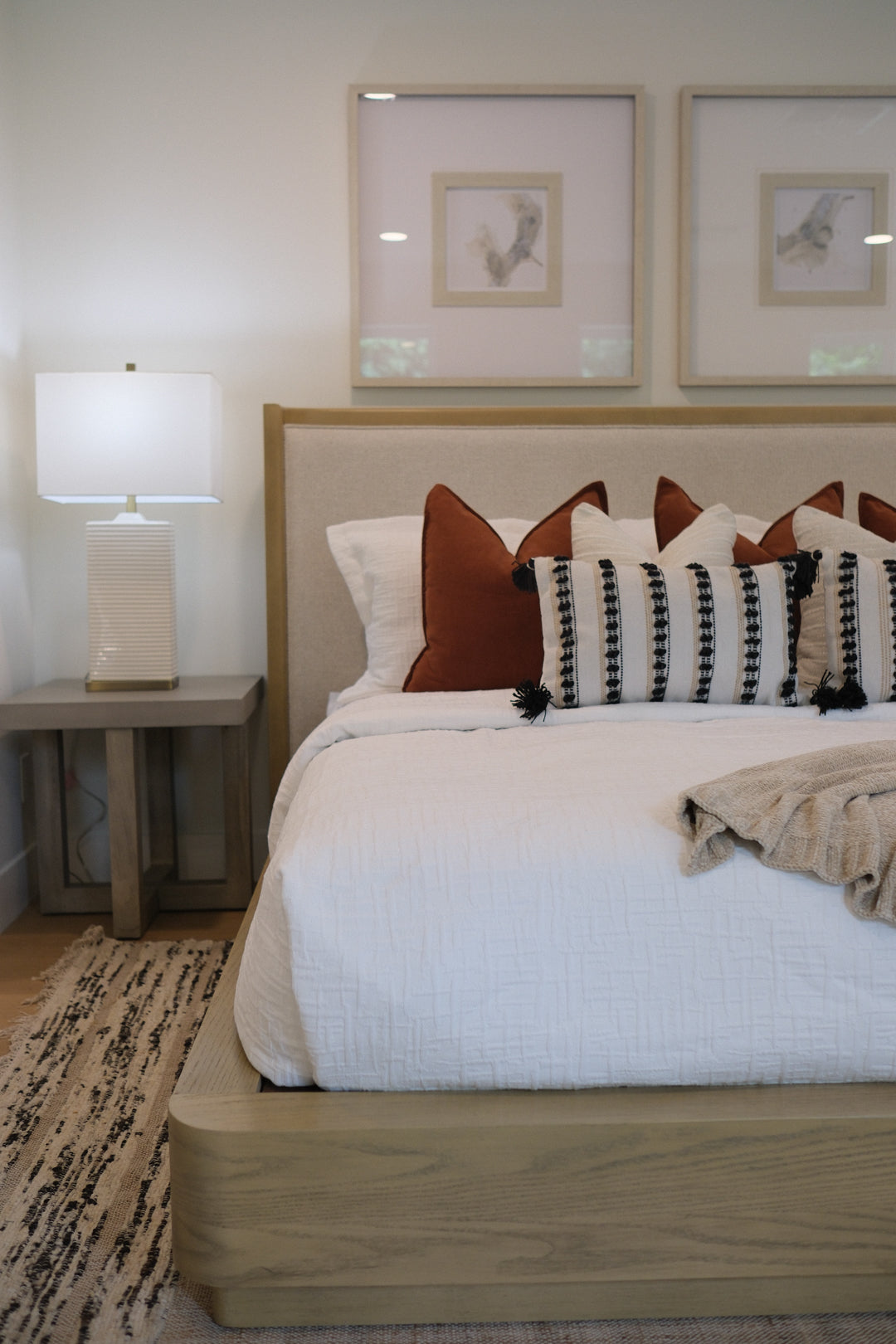 52"H BEIGE OAK KING BED