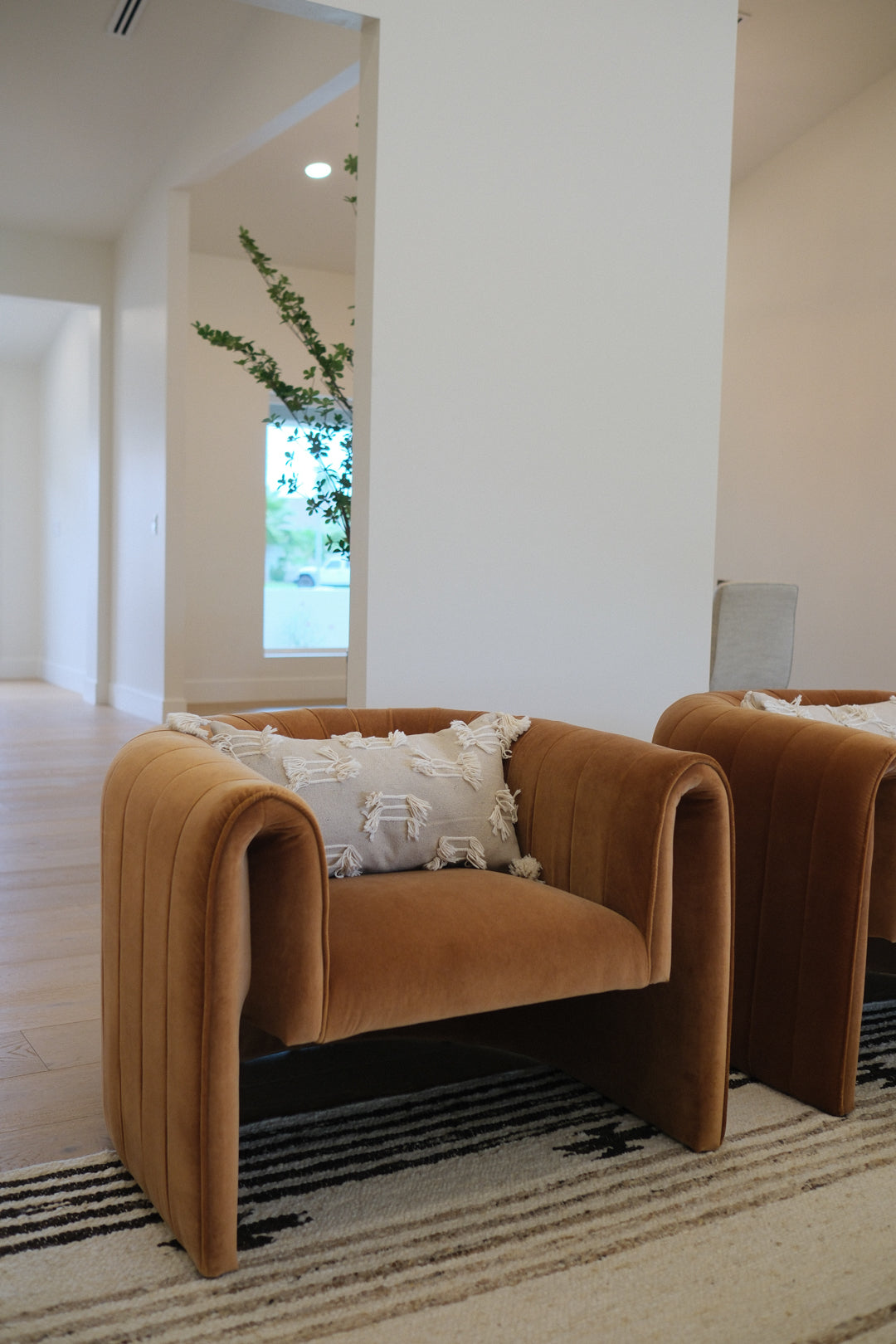 BROWN VELVET OCCASIONAL CHAIR A