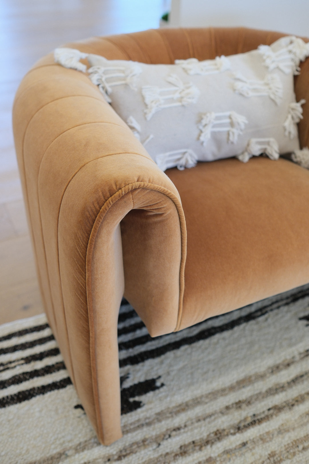 BROWN VELVET OCCASIONAL CHAIR A