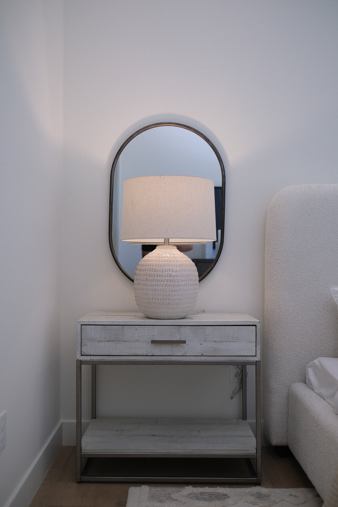 32"L BRUSHED WHITE NIGHTSTAND A