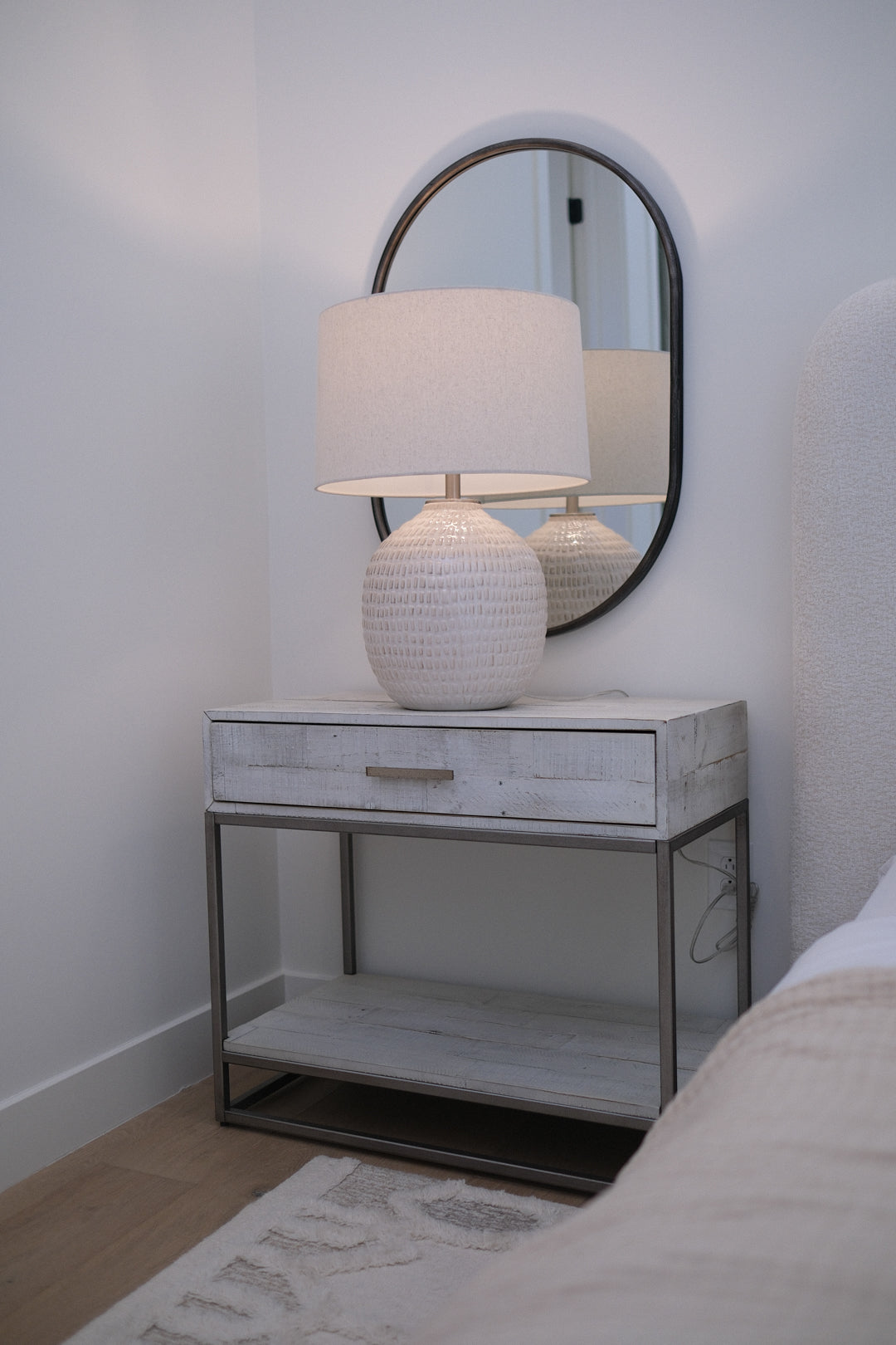 32"L BRUSHED WHITE NIGHTSTAND A