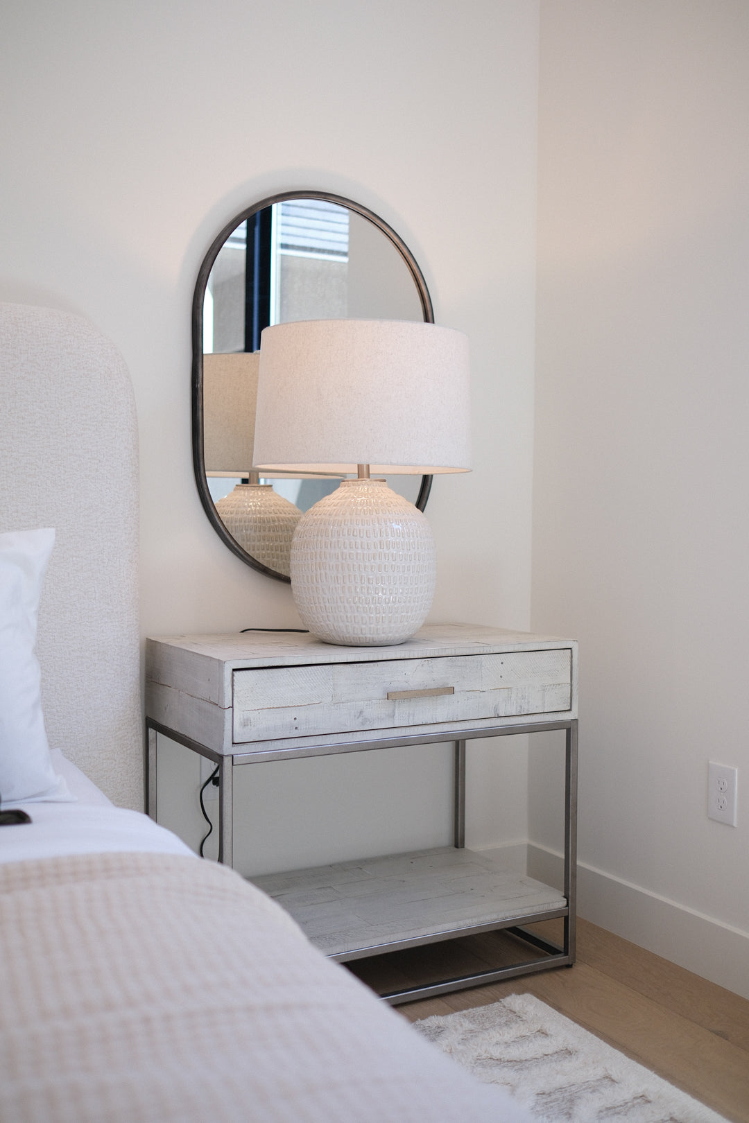32"L BRUSHED WHITE NIGHTSTAND B