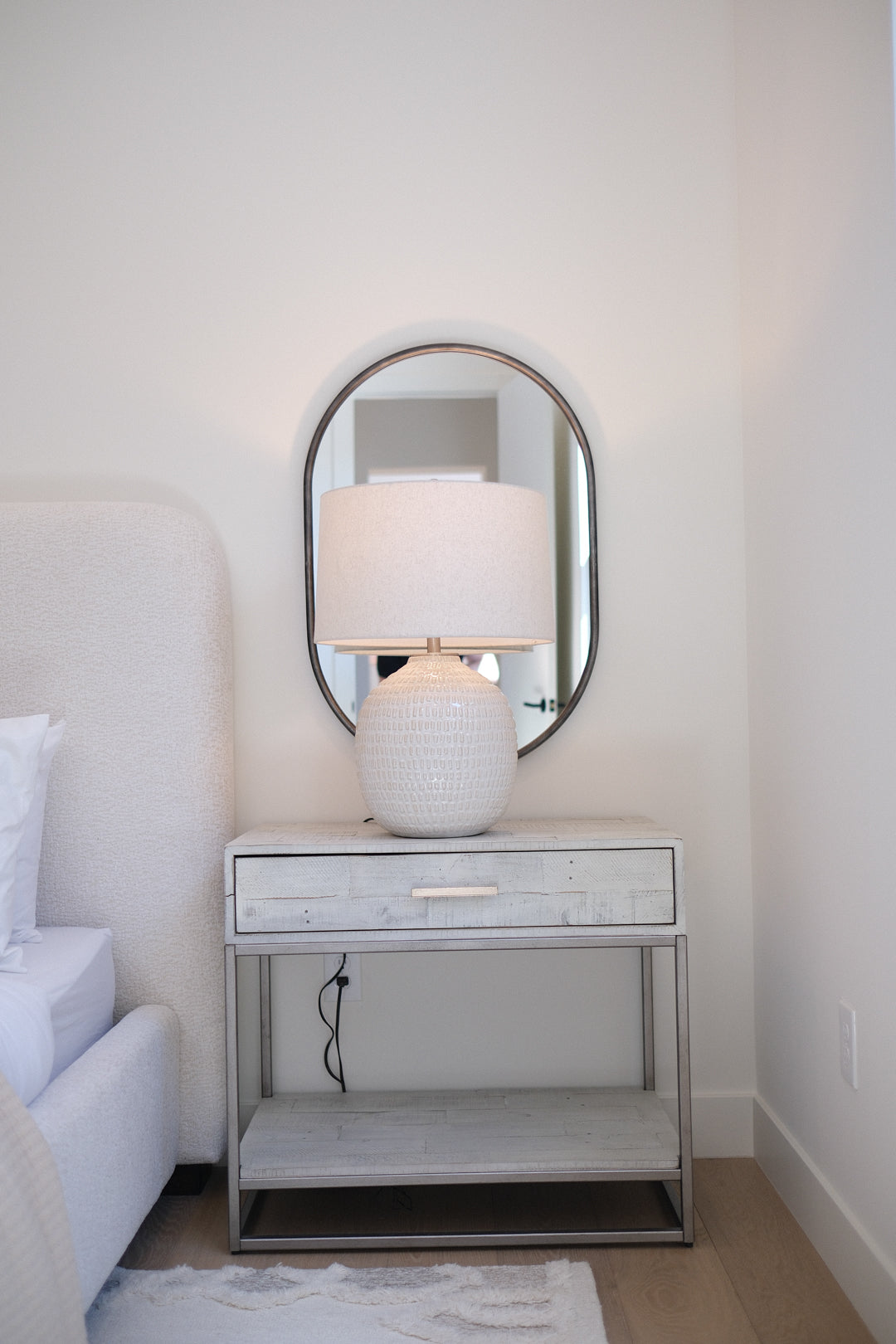 32"L BRUSHED WHITE NIGHTSTAND B