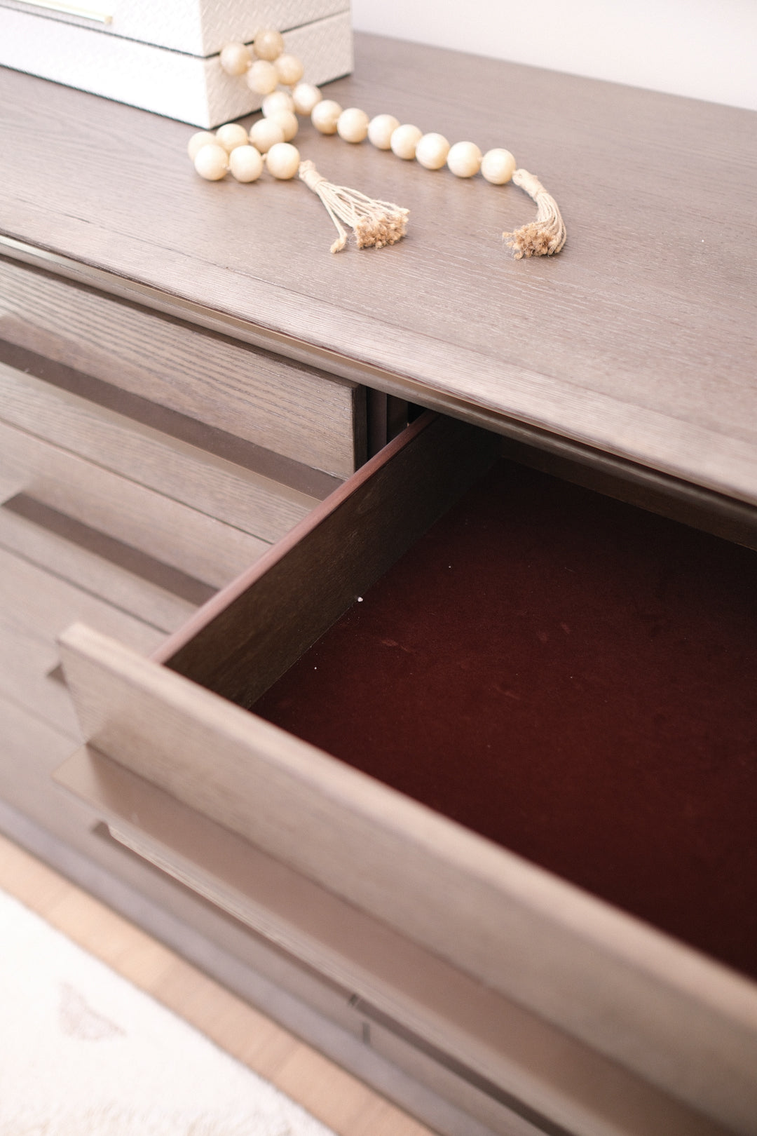 70”L TAUPE OAK DRESSER
