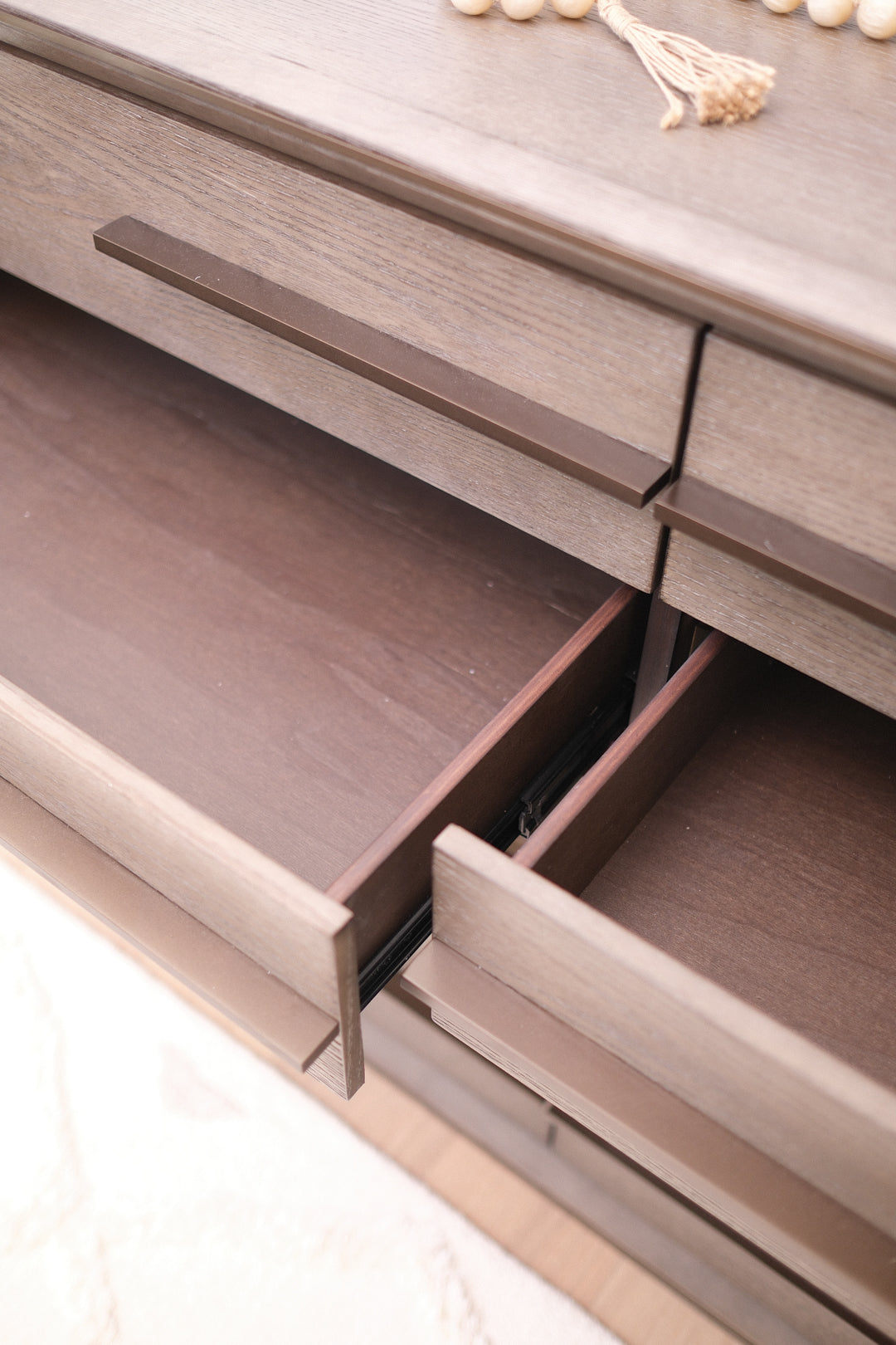 70”L TAUPE OAK DRESSER