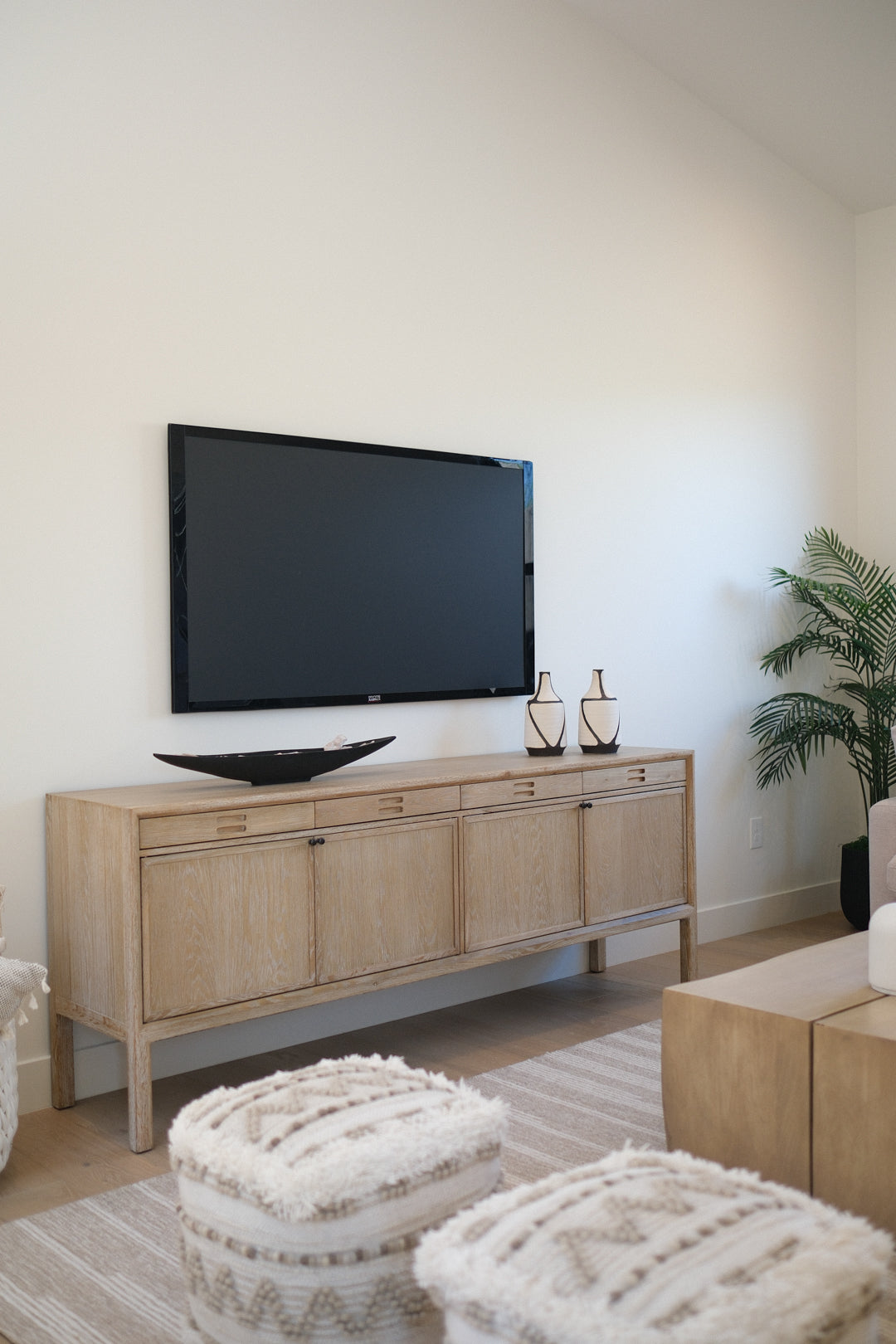 83"L OAK WOOD FINISH SIDEBOARDE