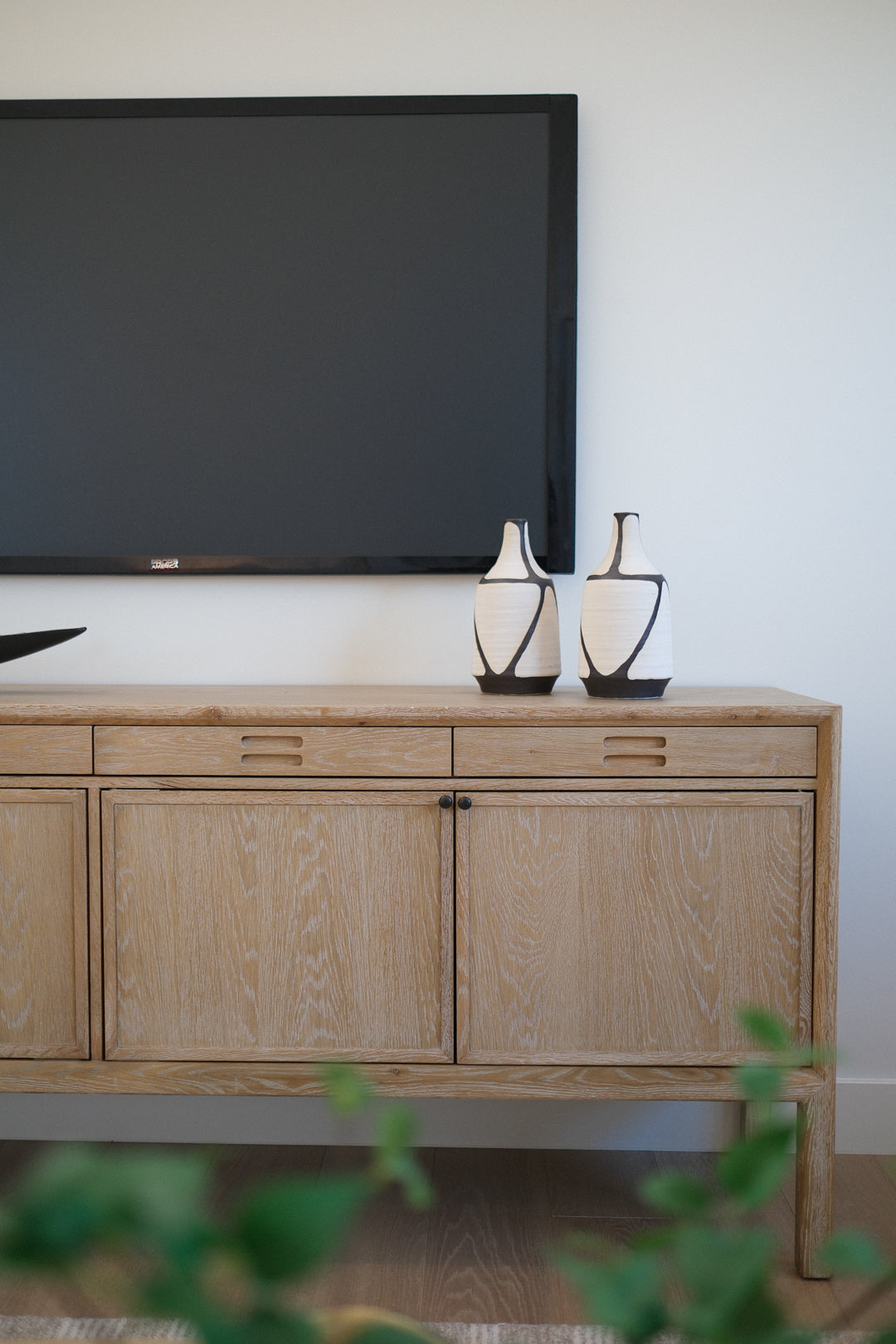 83"L OAK WOOD FINISH SIDEBOARDE