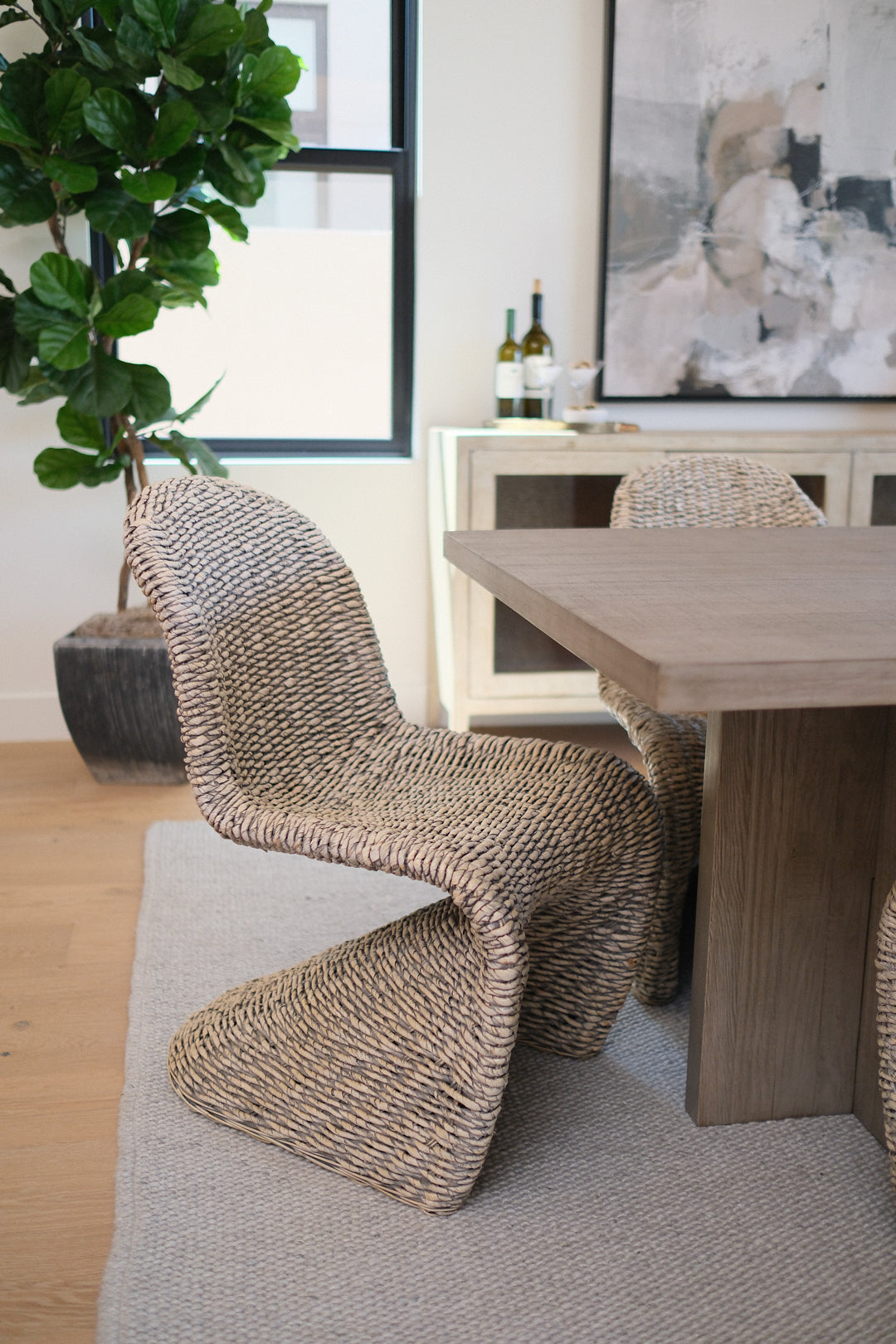 DINING CHAIR, WICKER BROWN SET OF 8