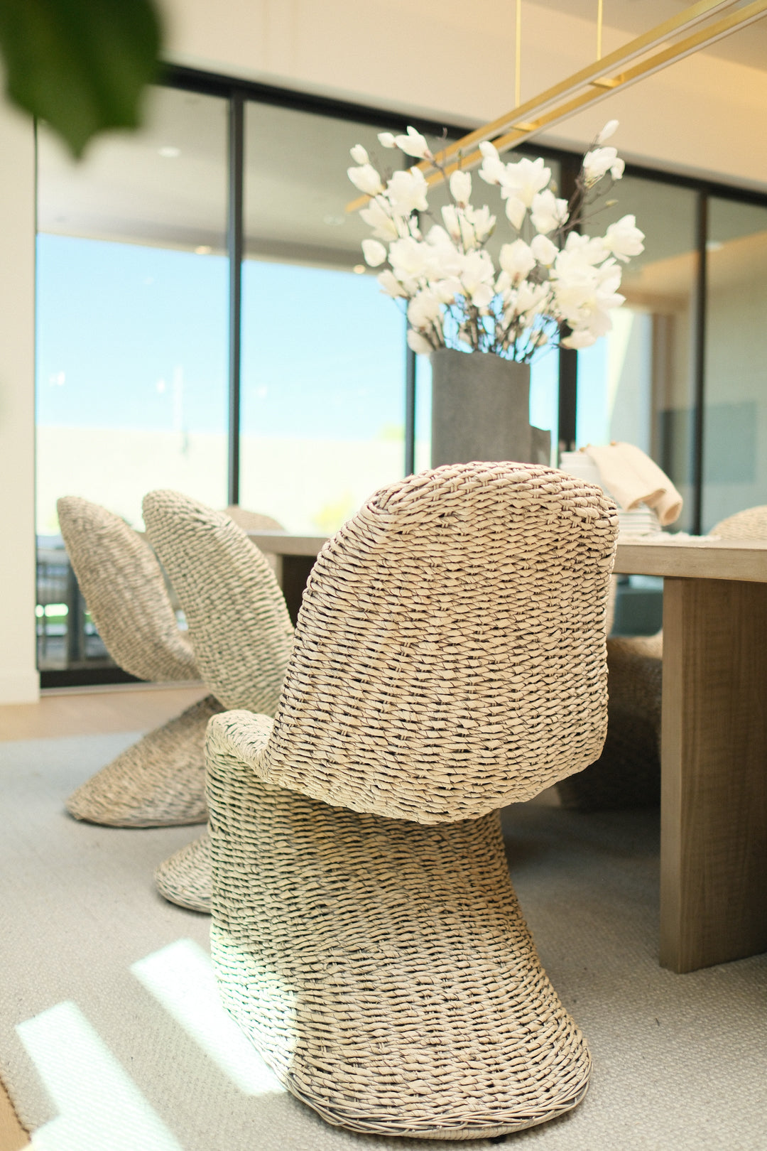 DINING CHAIR, WICKER BROWN SET OF 8