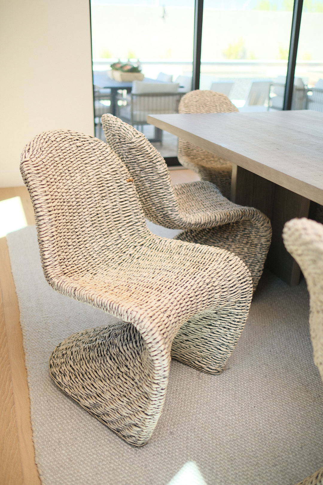 DINING CHAIR, WICKER BROWN SET OF 8
