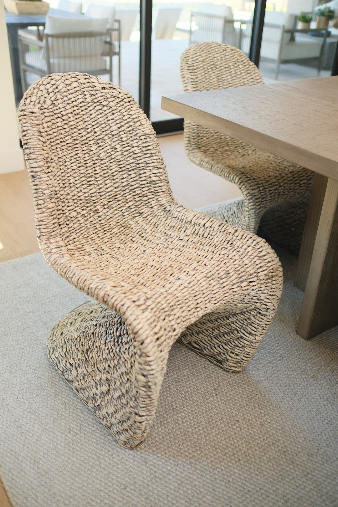 DINING CHAIR, WICKER BROWN SET OF 8