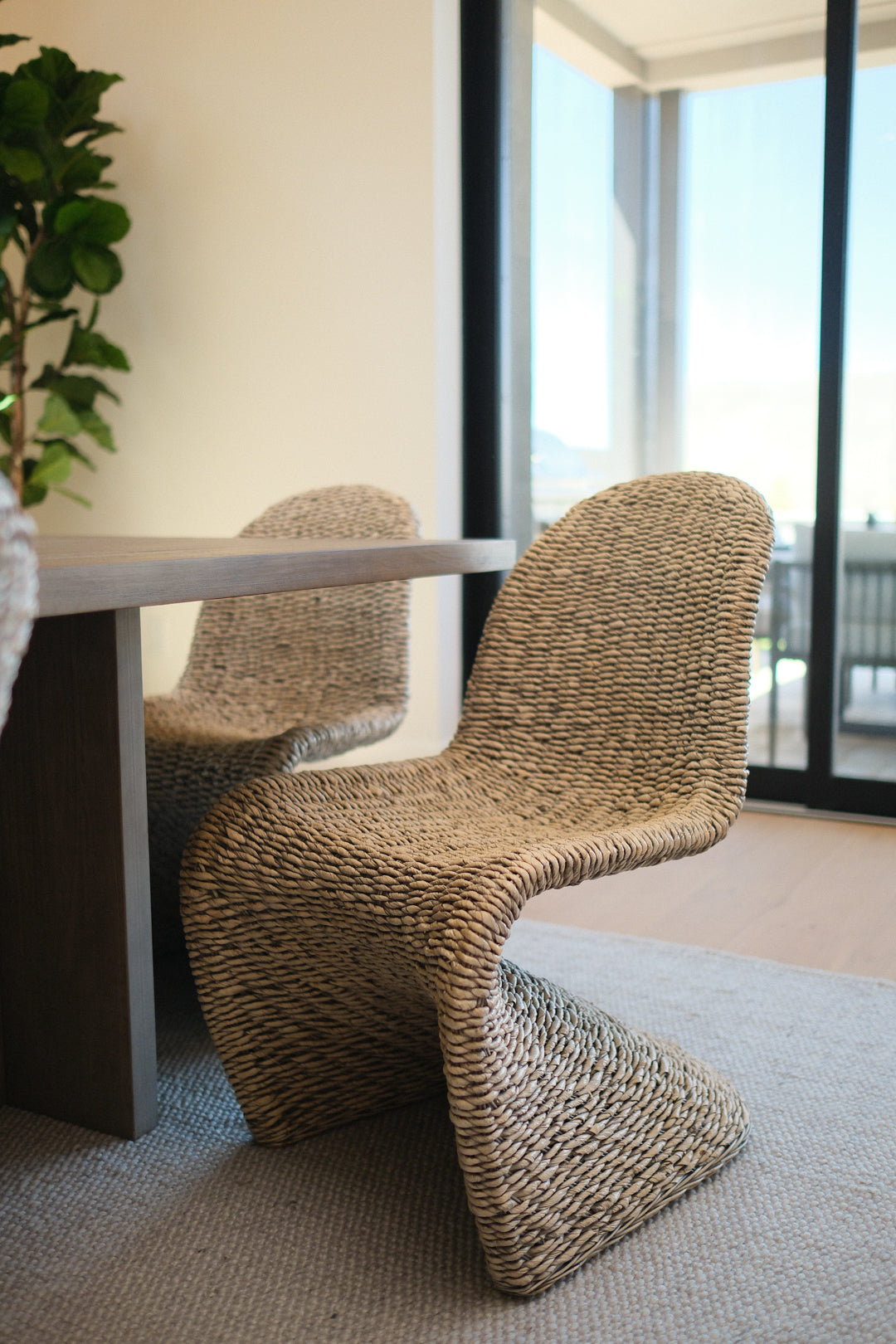 DINING CHAIR, WICKER BROWN SET OF 8