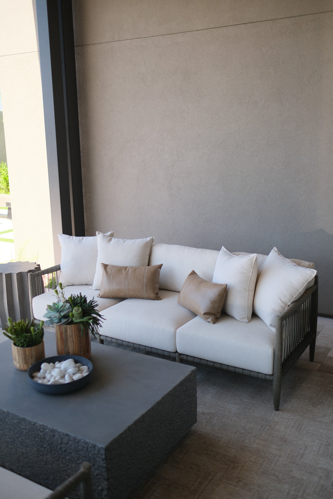 80"L DARK GREY ROPE OUTDOOR SOFA