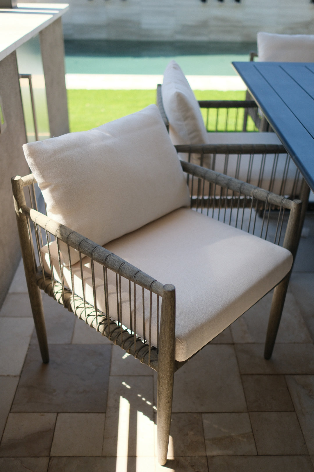 GREY ROPE OUTDOOR DINING CHAIR SET OF 6